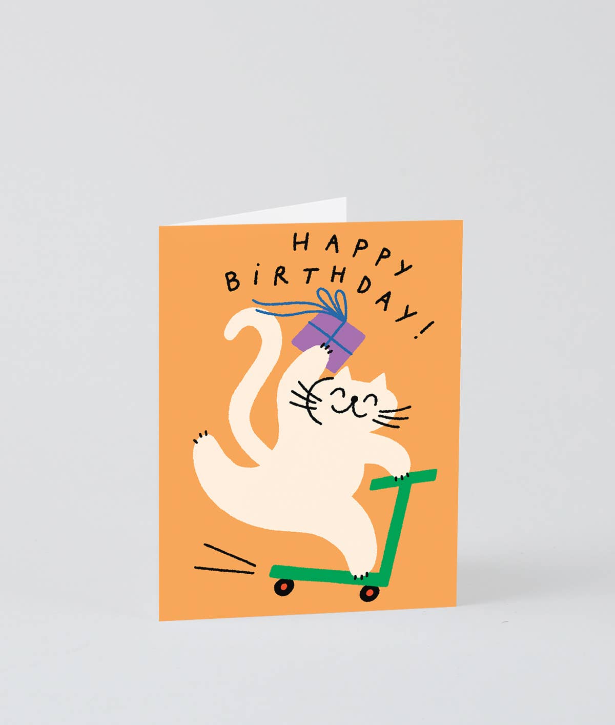 Happy Birthday Scooter Cat Kids Greeting Card