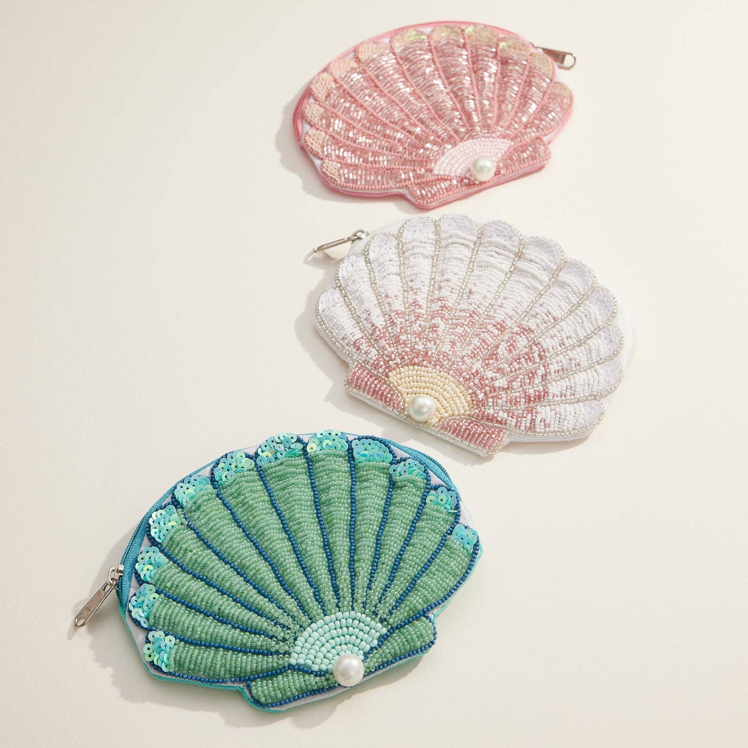 Seashell Beaded Coin Purse | Pink Pearl