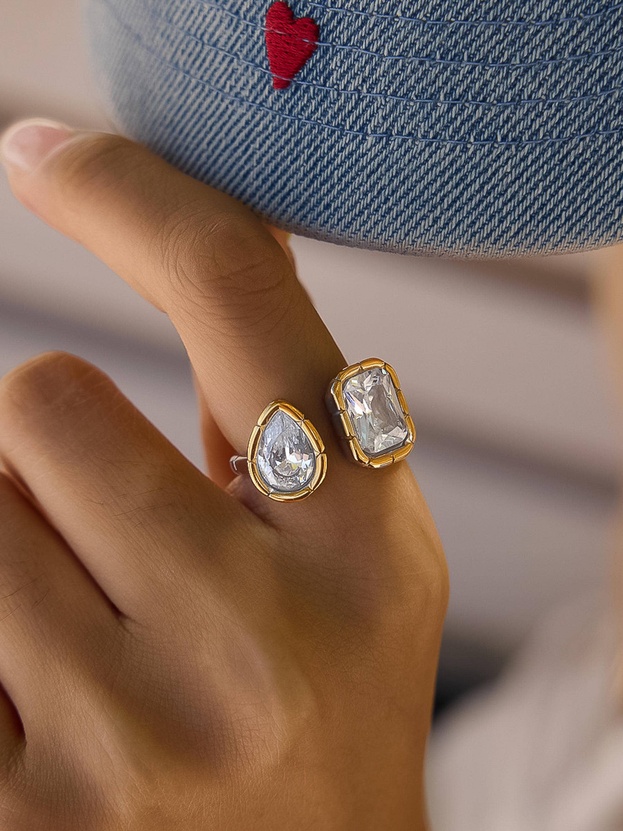 Serréa CZ Adjustable Ring | 18K Gold