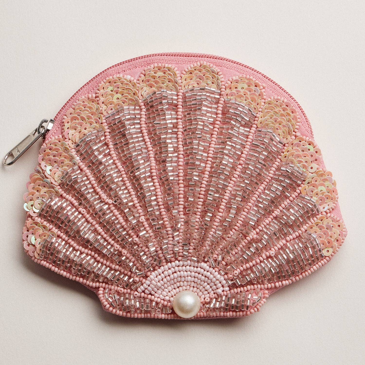 Seashell Beaded Coin Purse | Pink Pearl