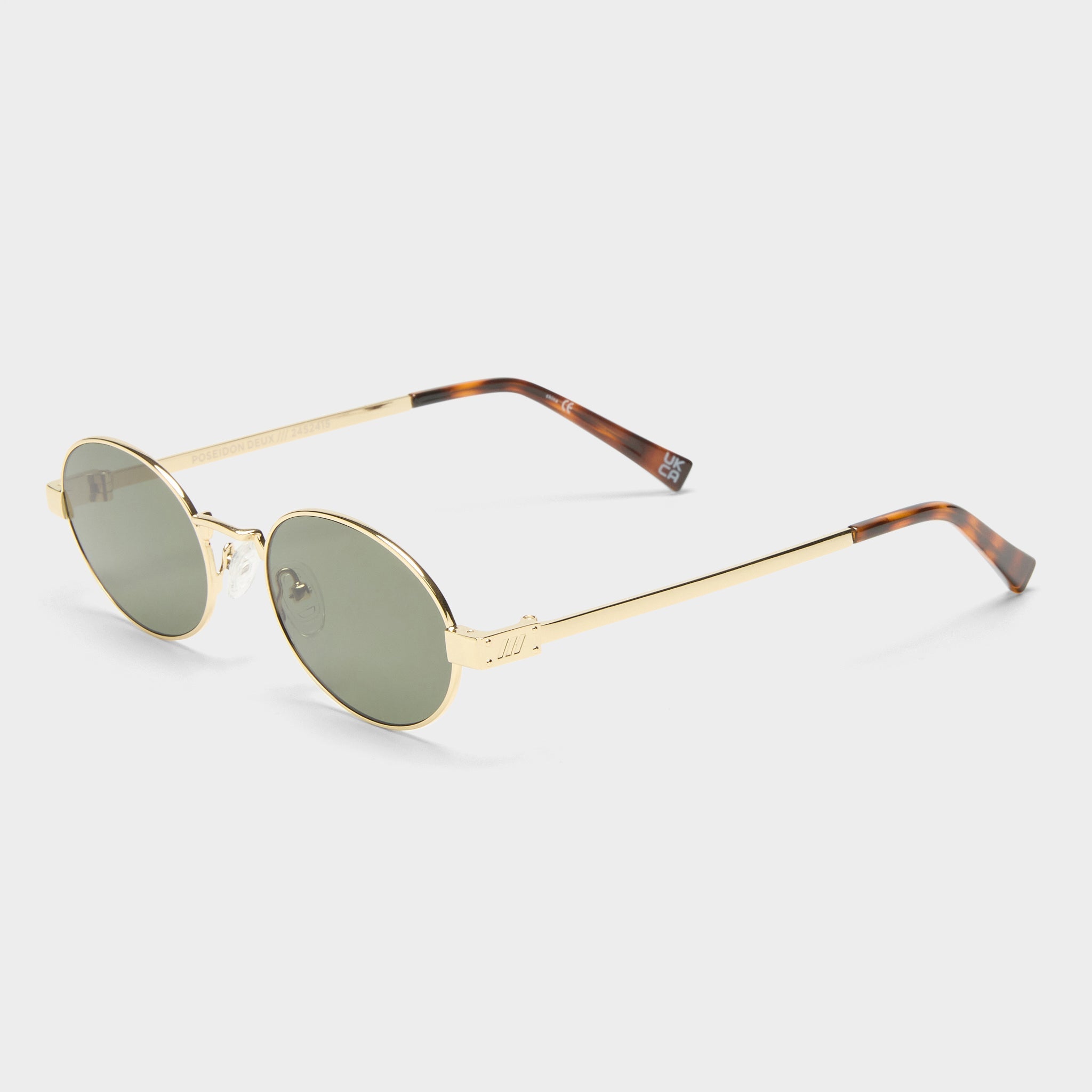 Le Specs Poseidon Deux gold khaki mono - side view