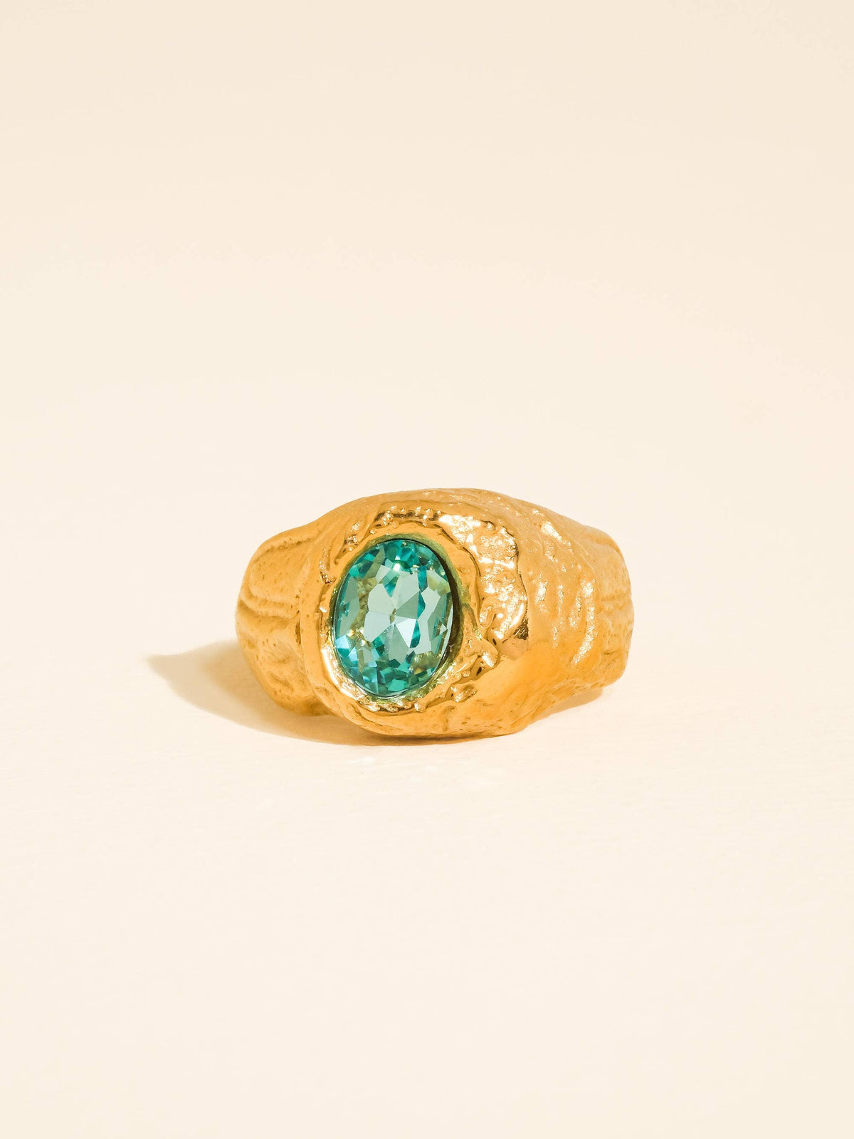 Frostine Blue CZ Signet Ring |18K Gold