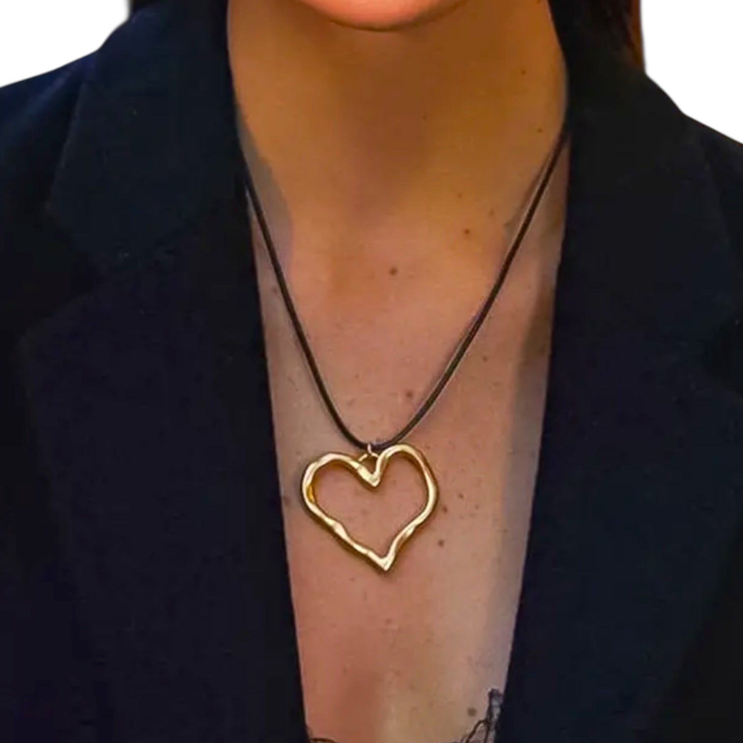 Jeffrey 18K Gold Non-Tarnish Large Heart Necklace | Yellow Gold