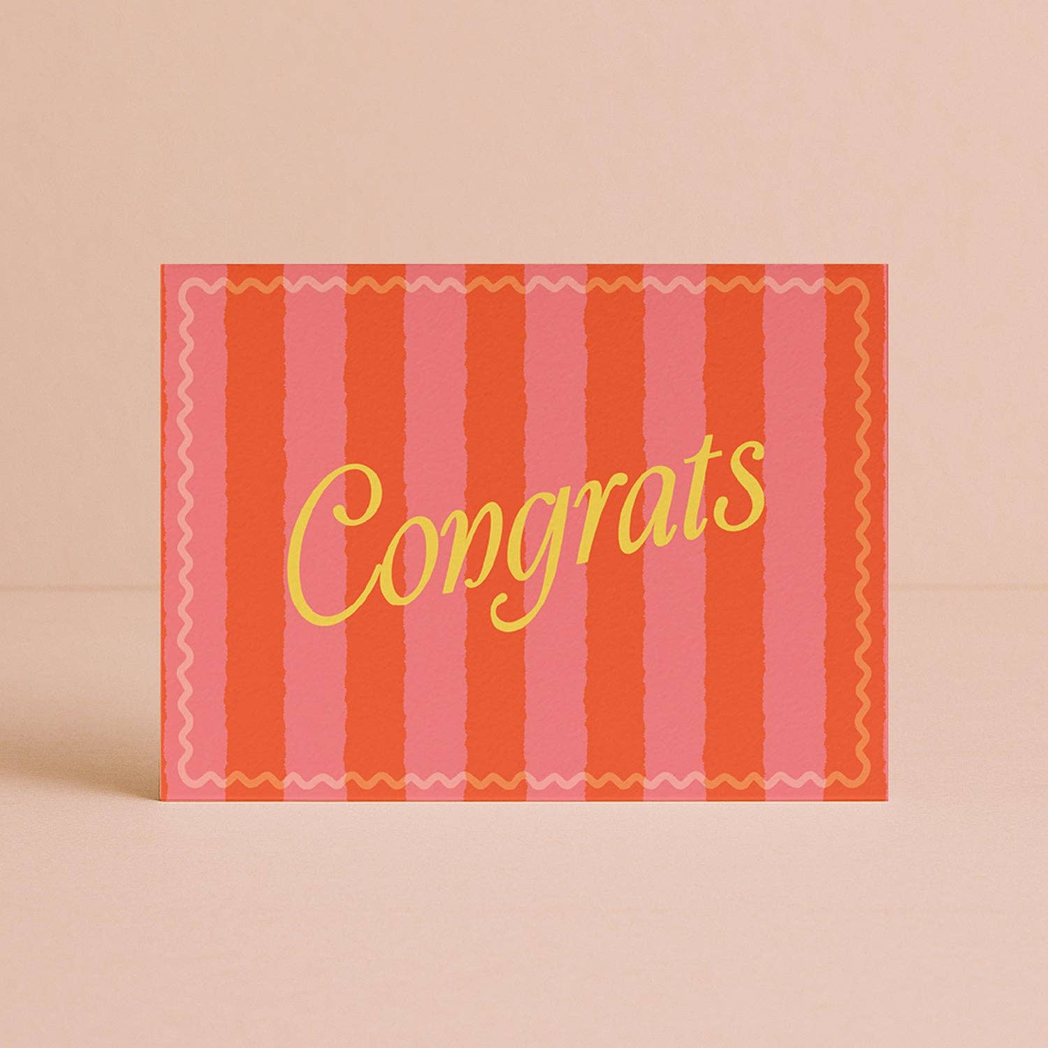 'Congrats' Pink & Red Chunky Stripe Card