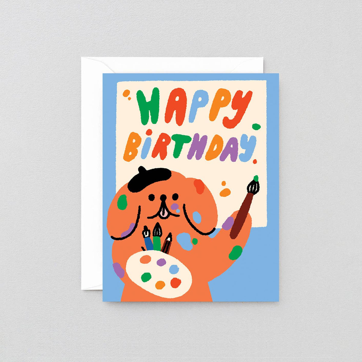 Happy Birthday Artist Dog Kids Greeting Card