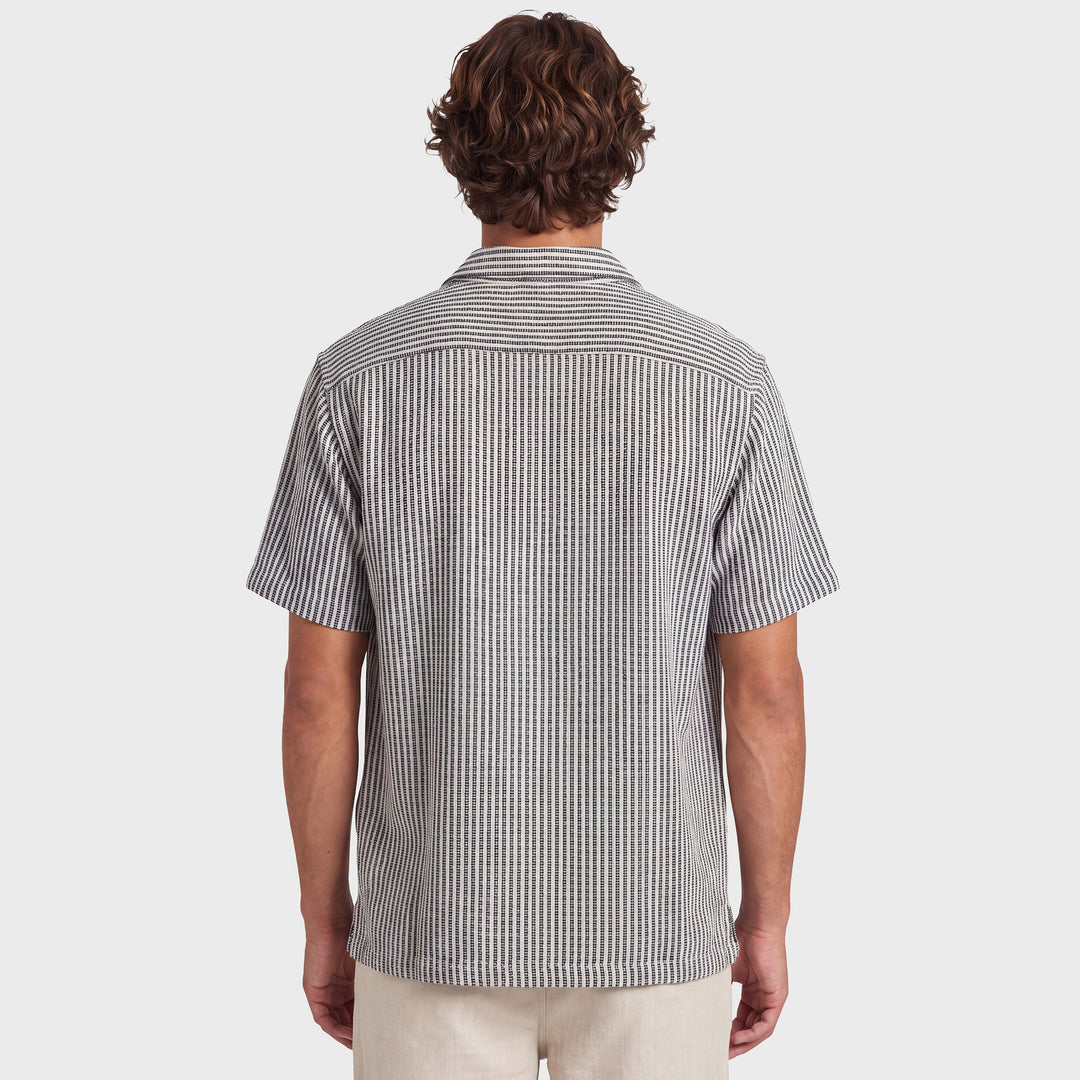 The Academy Brand Anderson Short Sleeve Shirt in Peacoat Navy/Off White, image 5