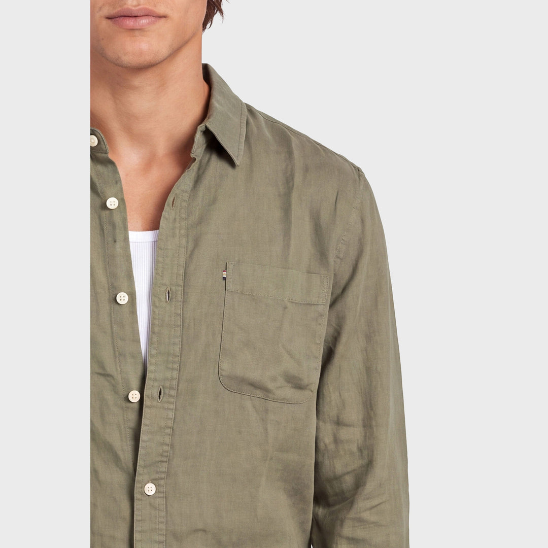 The Academy Brand Hampton Linen Shirt in Vetiver Green, image 4
