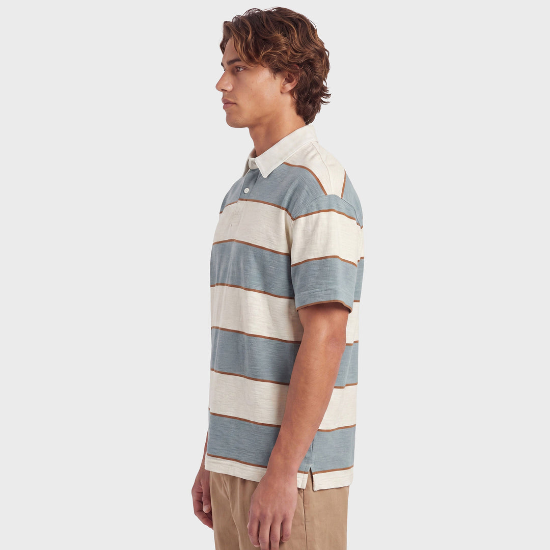The Academy Brand Watkins SS Stripe Rugby in Smokey Blue, image 3