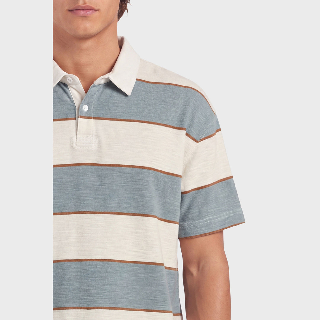 The Academy Brand Watkins SS Stripe Rugby in Smokey Blue, image 4