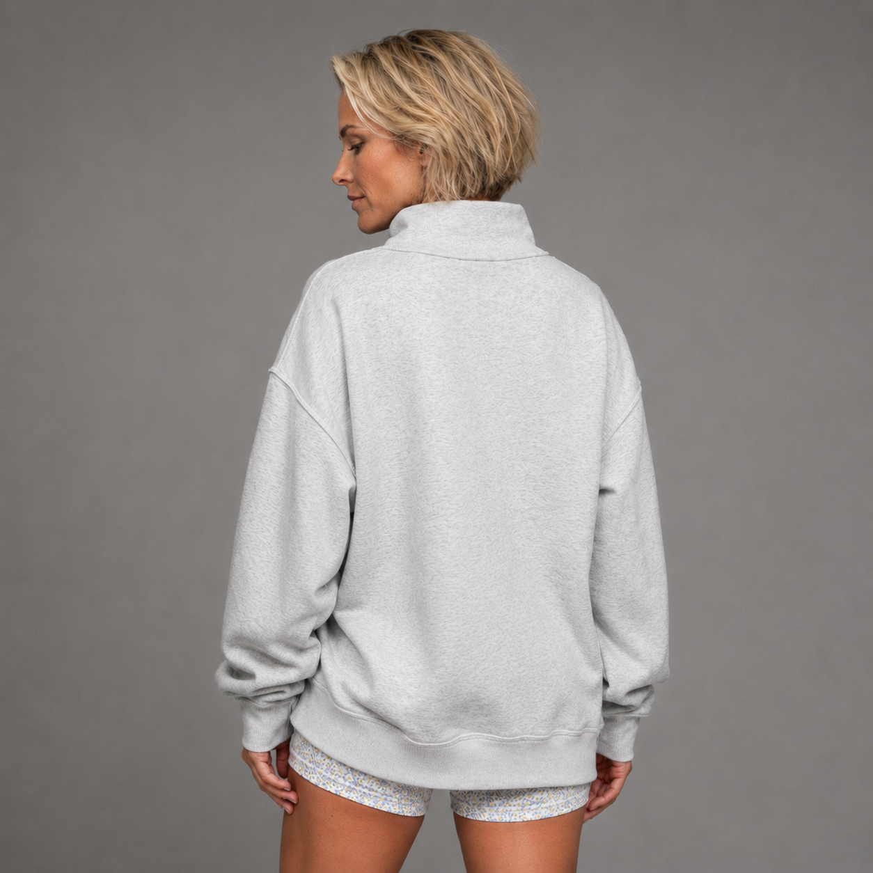 Mock Neck Oversized Sweatshirt | Vintage Ash Grey