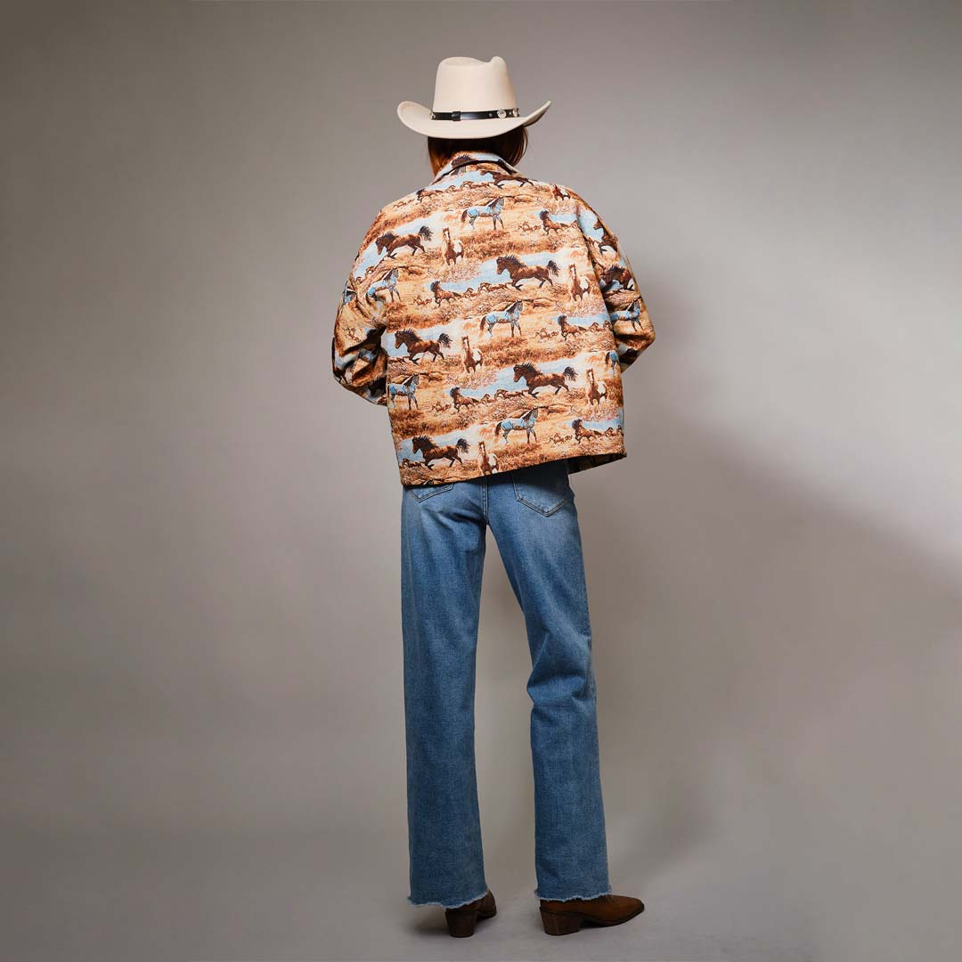 Button Front Jacquard Jacket | Western Pattern