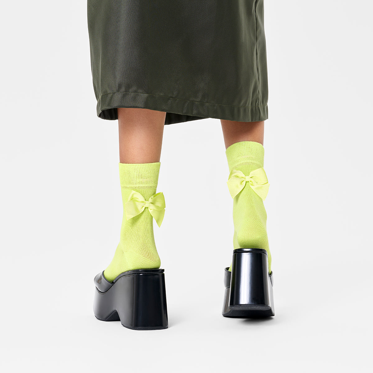 BOW 1/2 CREW SOCK | LIME GREEN