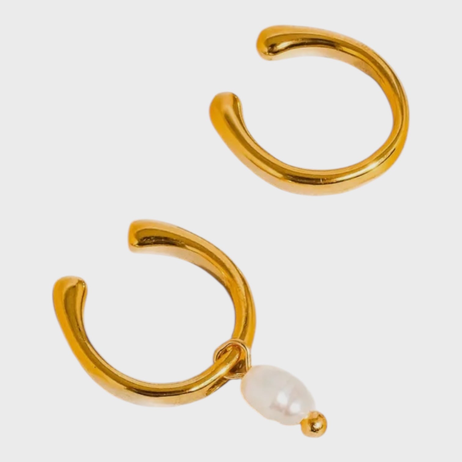 Talon 18K Gold Non-Tarnish Pearl Hoop Ear Cuff | Yellow Gold