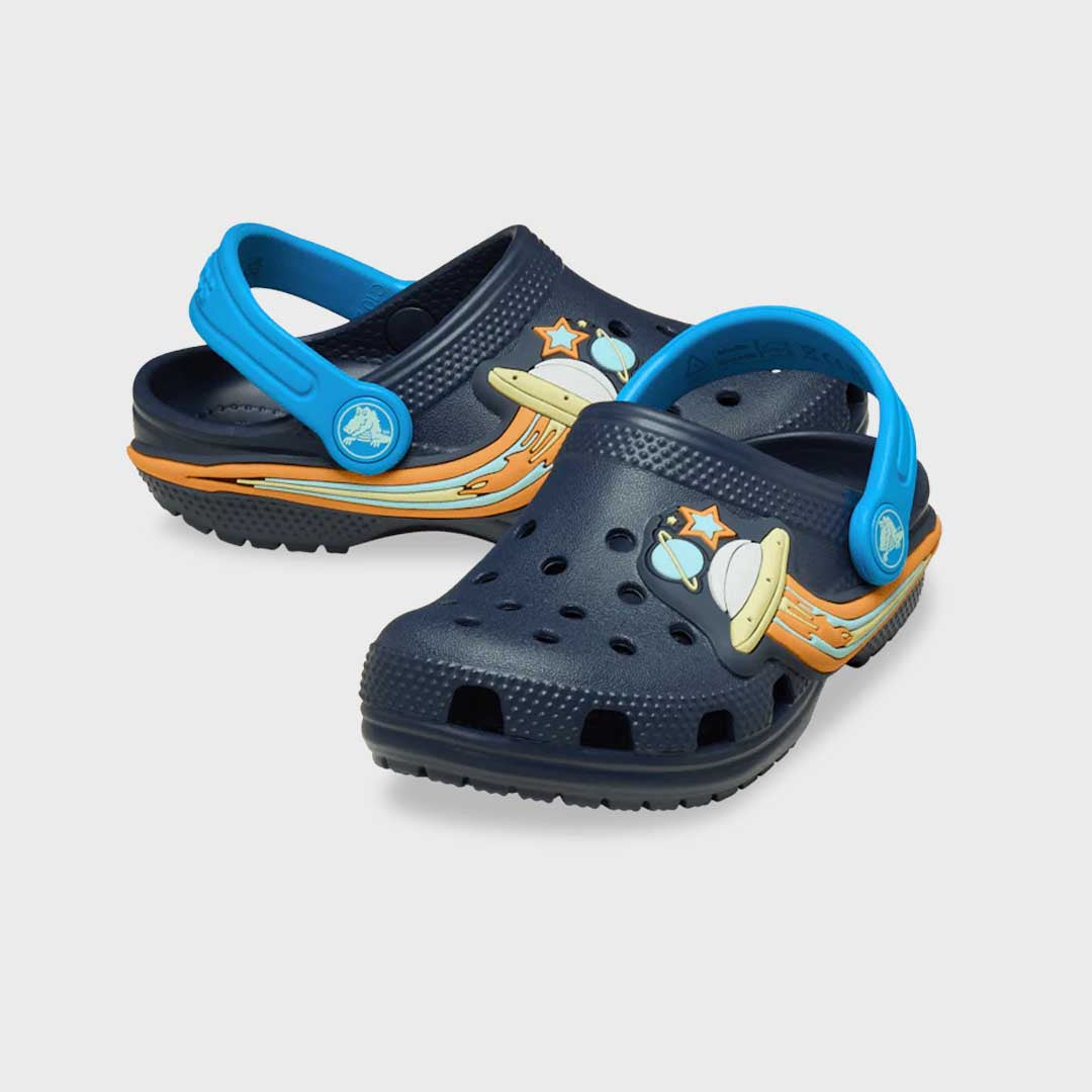 Toddler Classic Clog UFO Lights | Navy