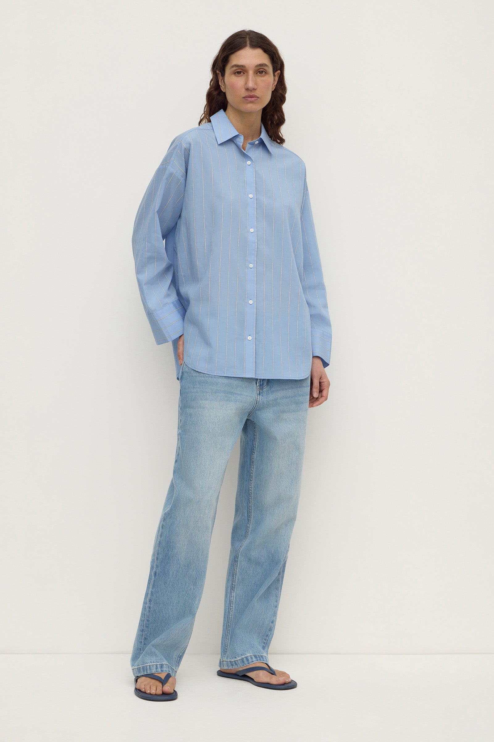 Assembly Label Delaney Italian Stripe Shirt in Blue