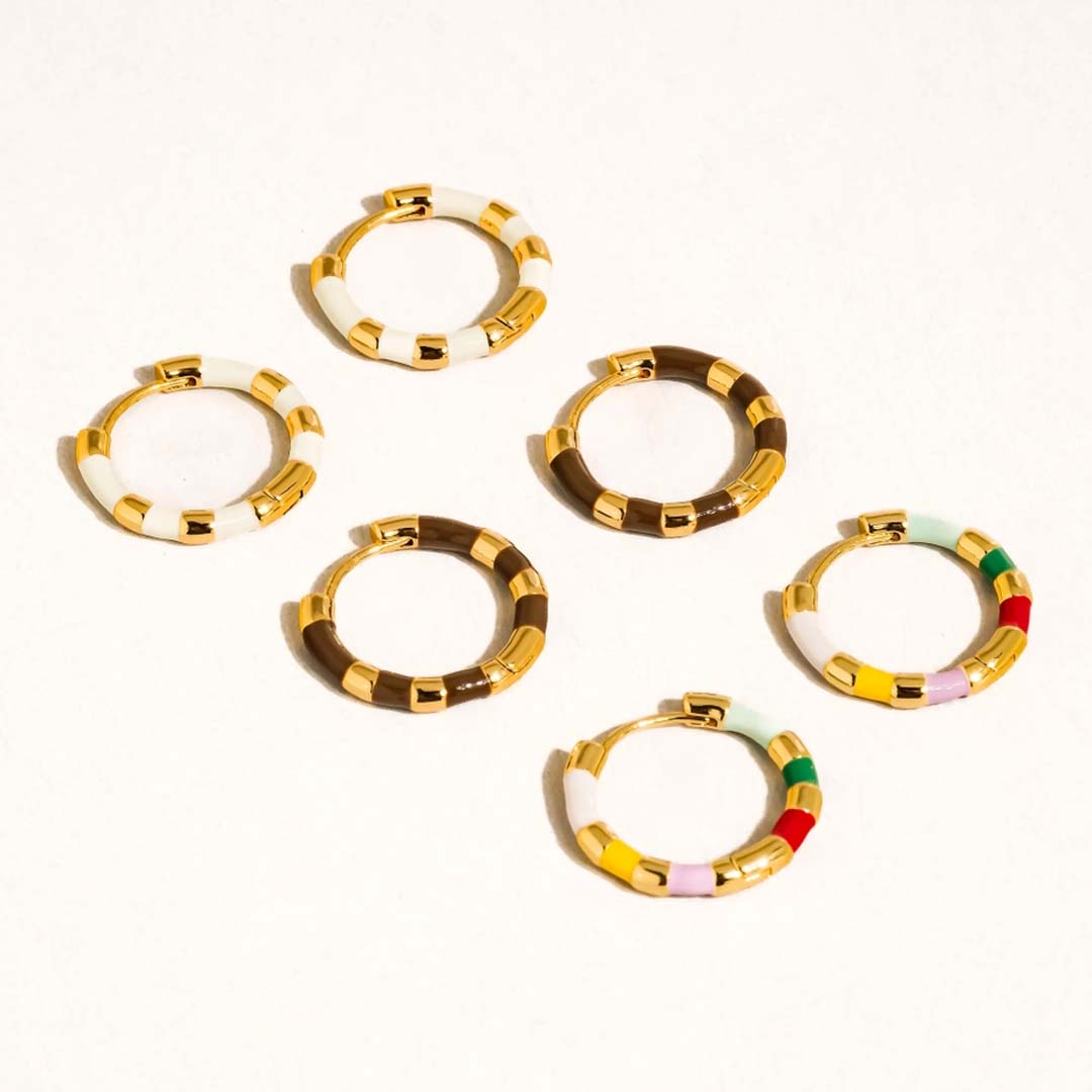 Avielle Vintage Hoop Earring | 18K Gold  Brown