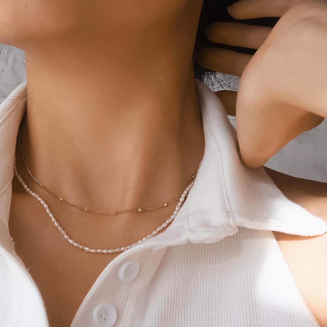 Camryn Necklace | Soft Pearl Gold