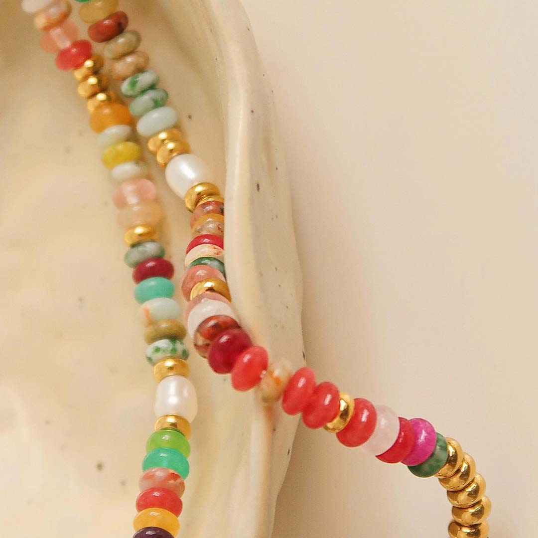 Sunny Boho Colour Beaded Necklace