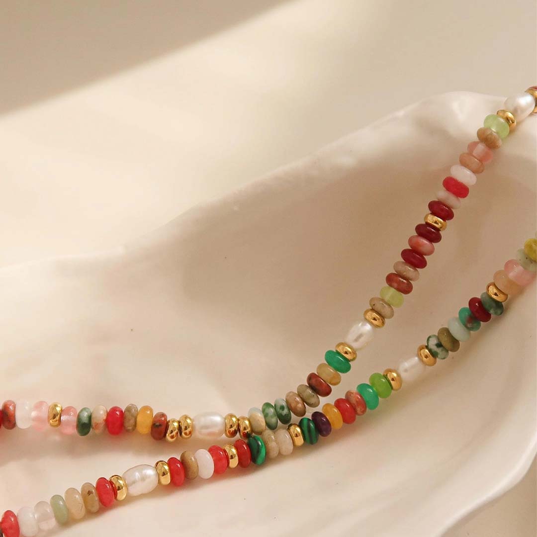 Sunny Boho Colour Beaded Necklace
