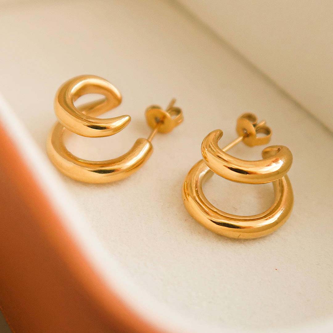 Maddison Double C Hoop Earring | Yellow Gold