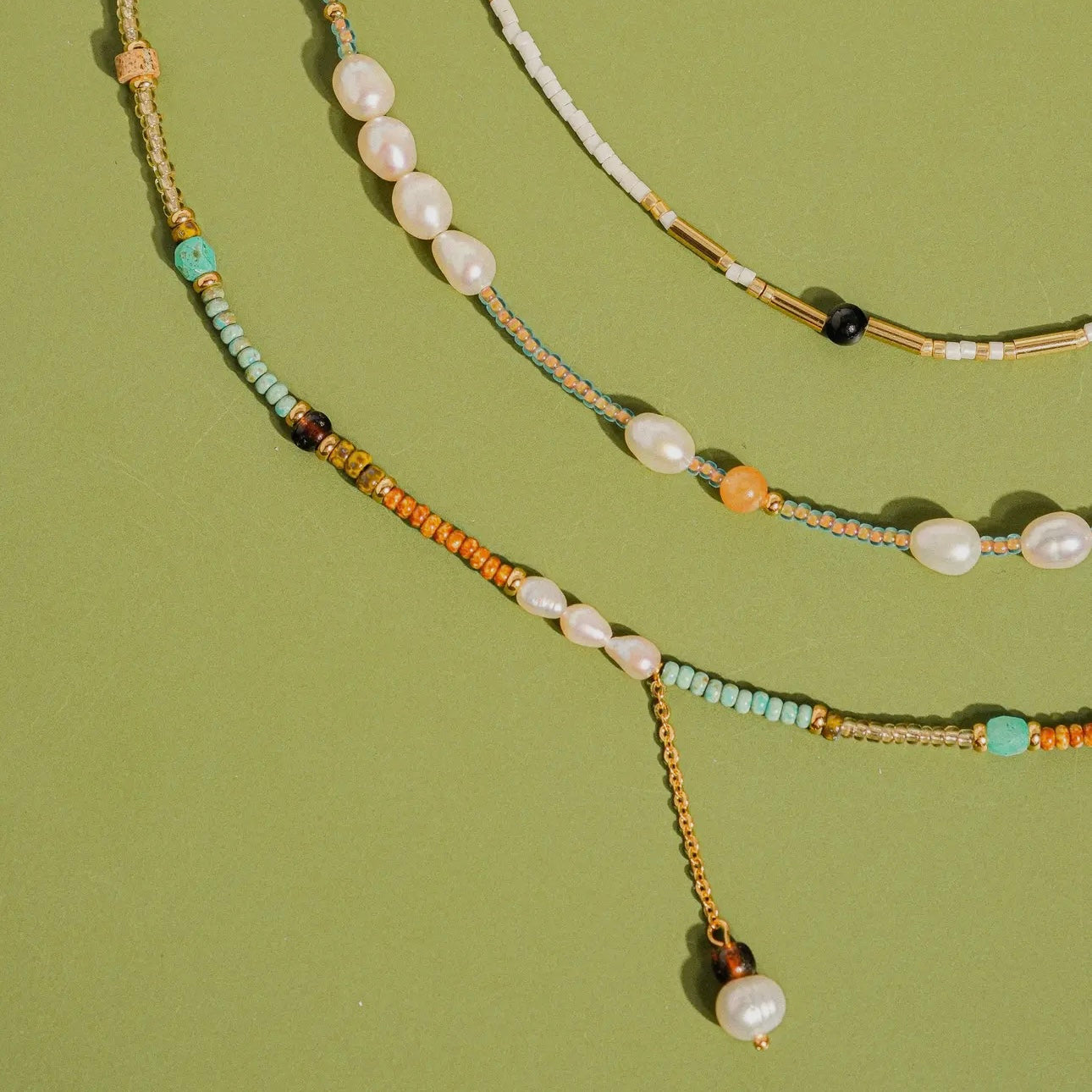 Sapphira 18K Handmade Bohemian Beaded Stack Necklace|Turquoise