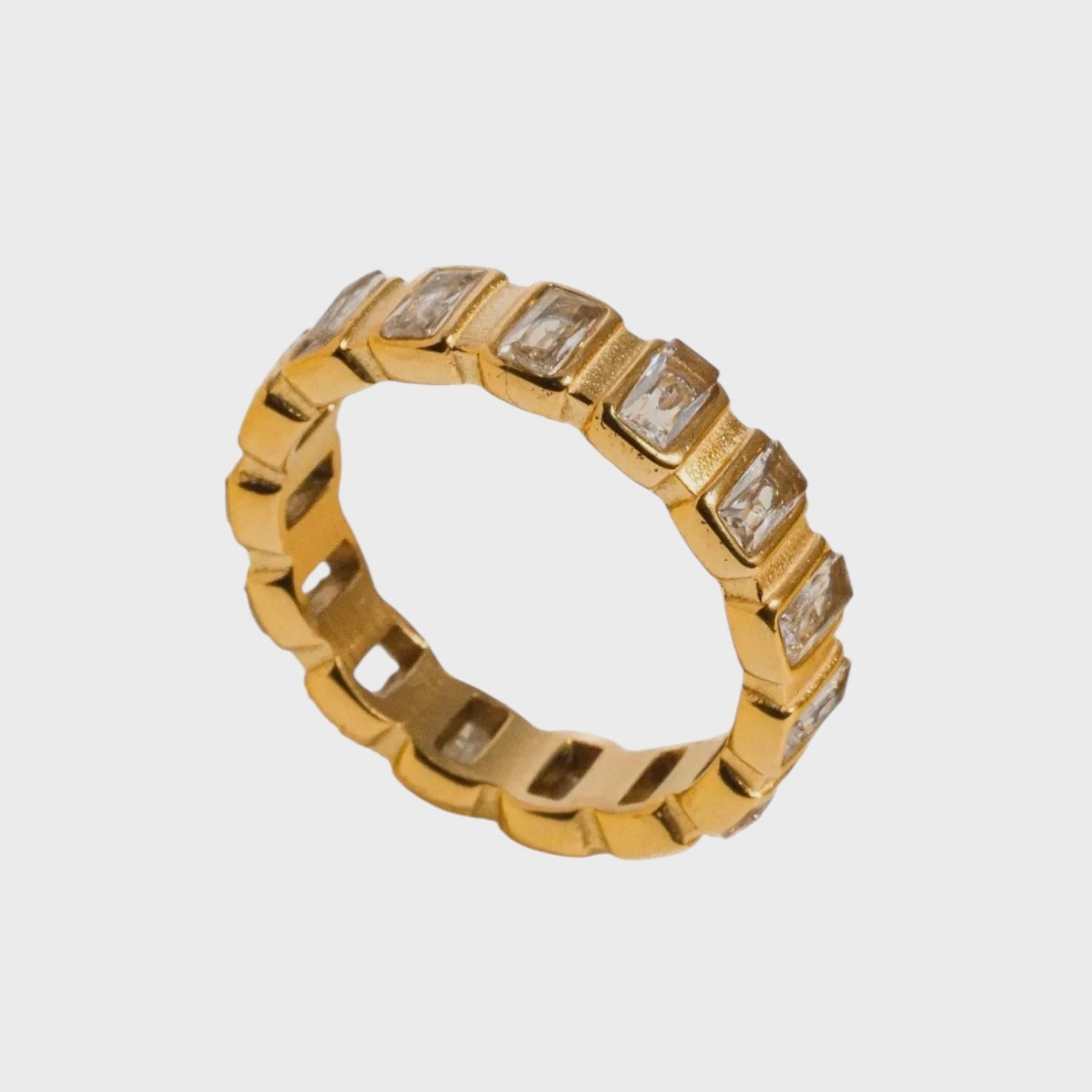 Sterling Gold Non-Tarnish Gold Rhinestone Ring | Yellow Gold