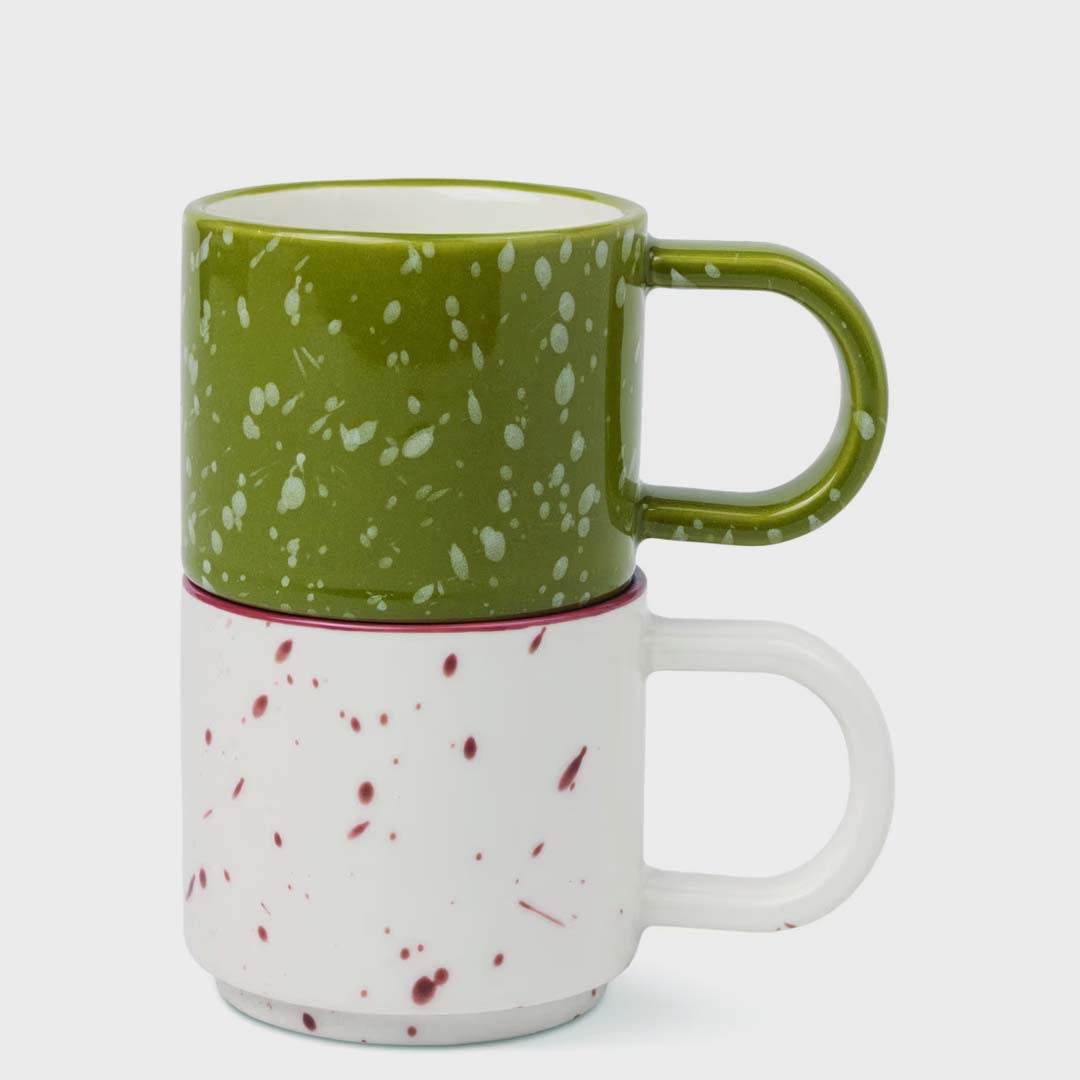 The Simon Set of 2 Espresso Cups | Cream + Olive