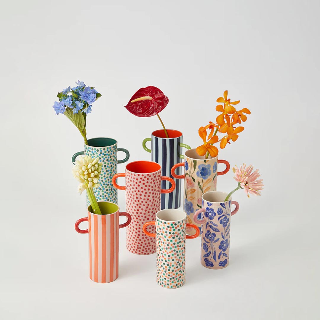 Griffe Tall Vase | Blue stripe