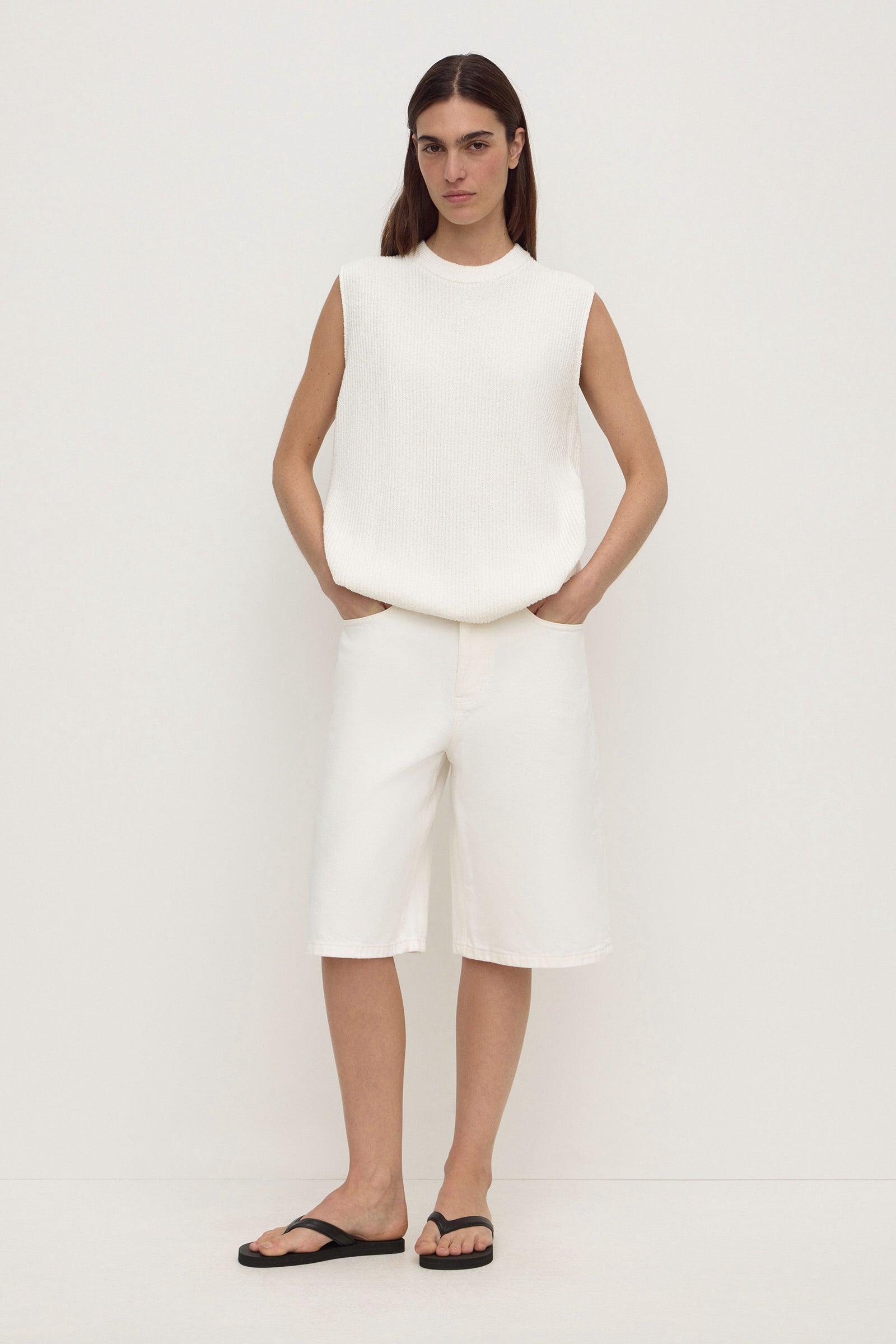 Assembly Label Hannah Cotton Boucle Tank in Cream