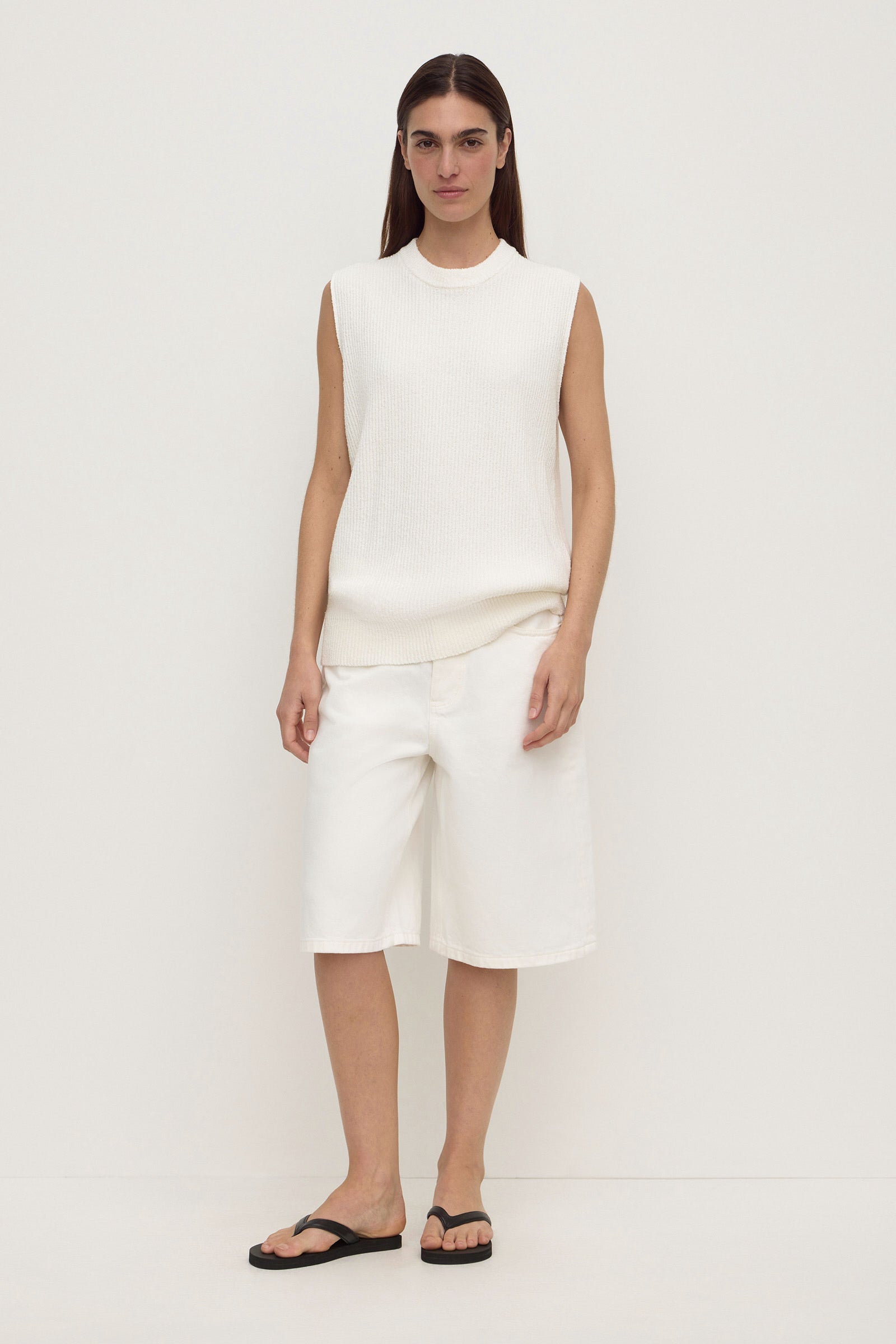 Assembly Label Hannah Cotton Boucle Tank in Cream