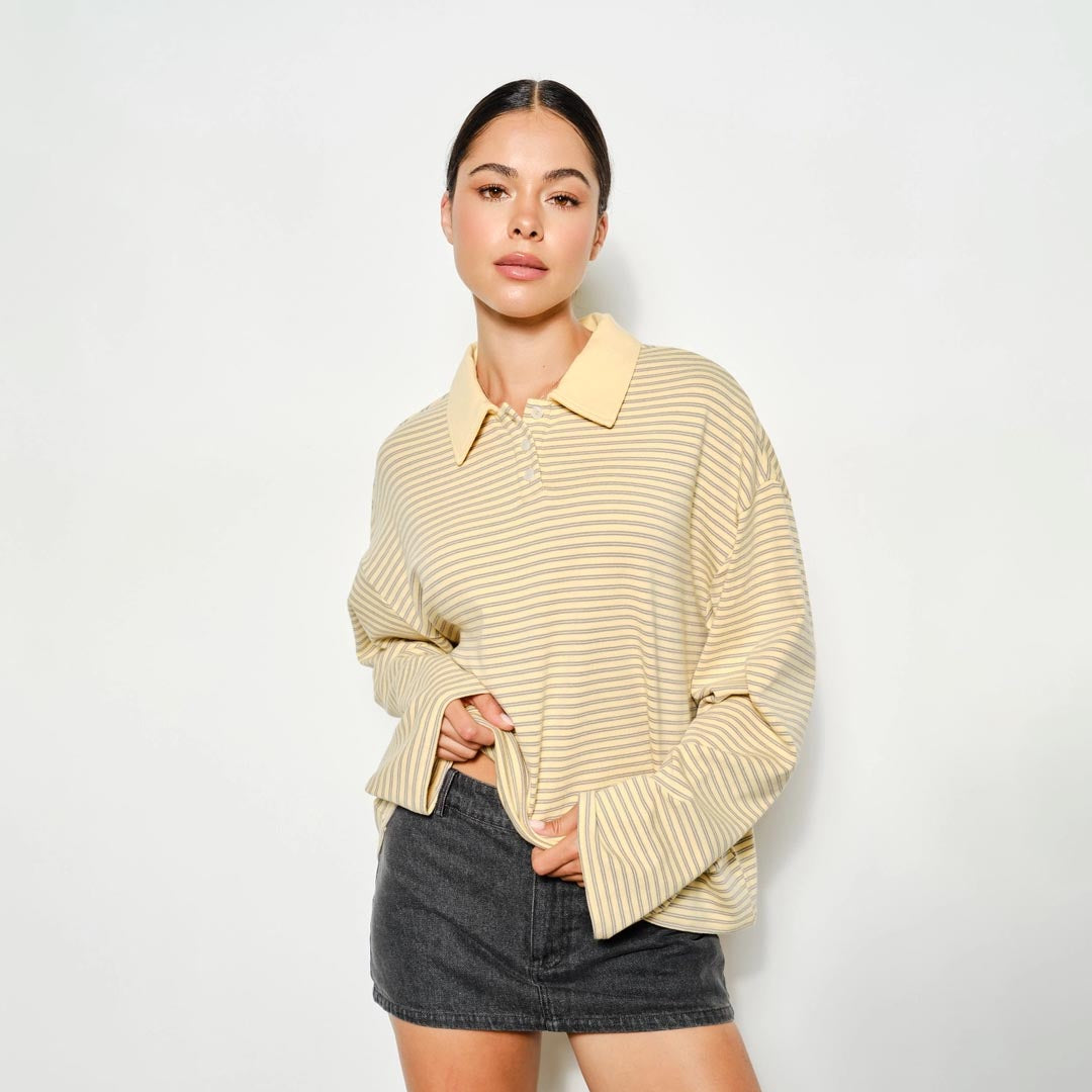 Honey Rugby Top | Yellow Stripe