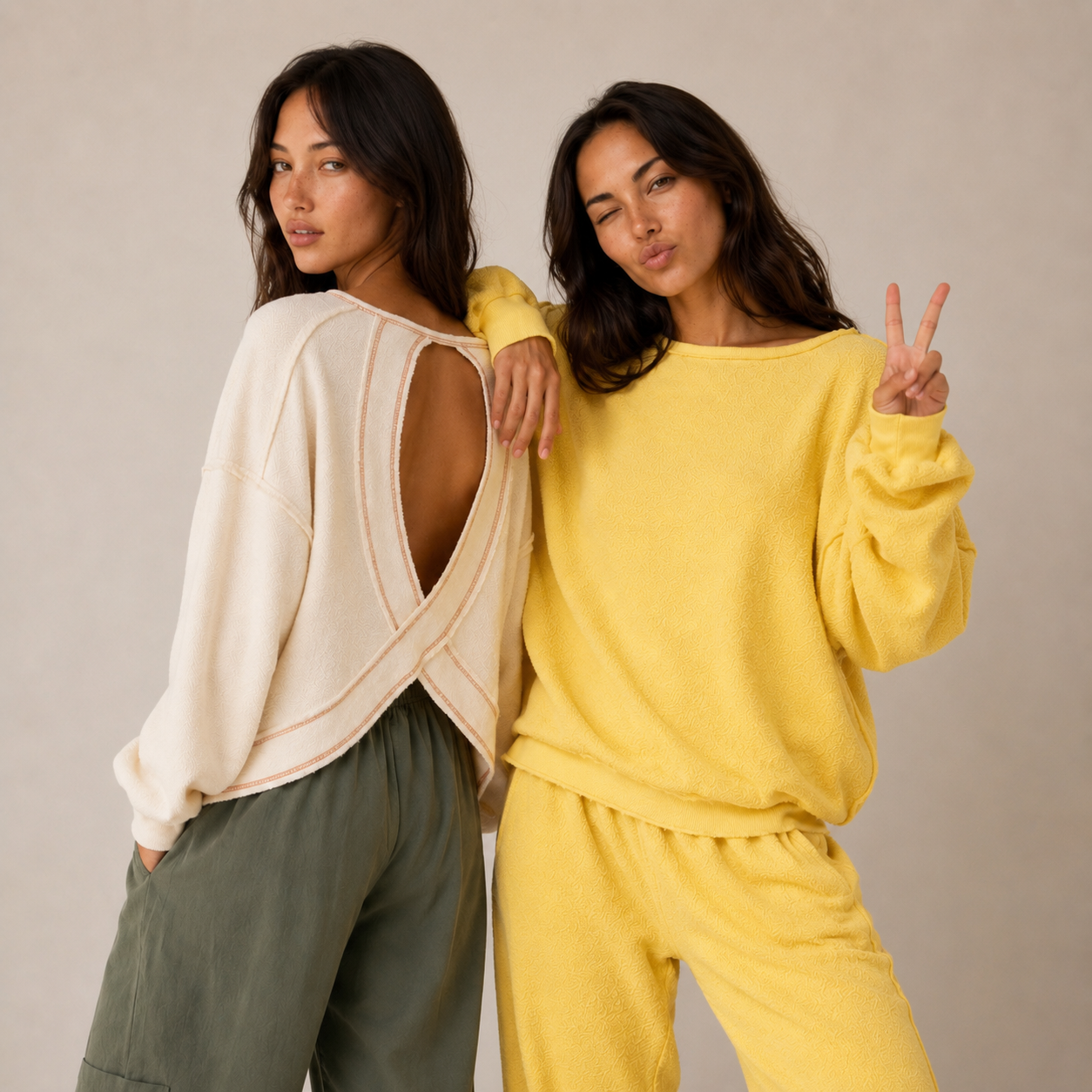 Overlap Open Back Oversized Reverse Stitched Top | Baby Yellow