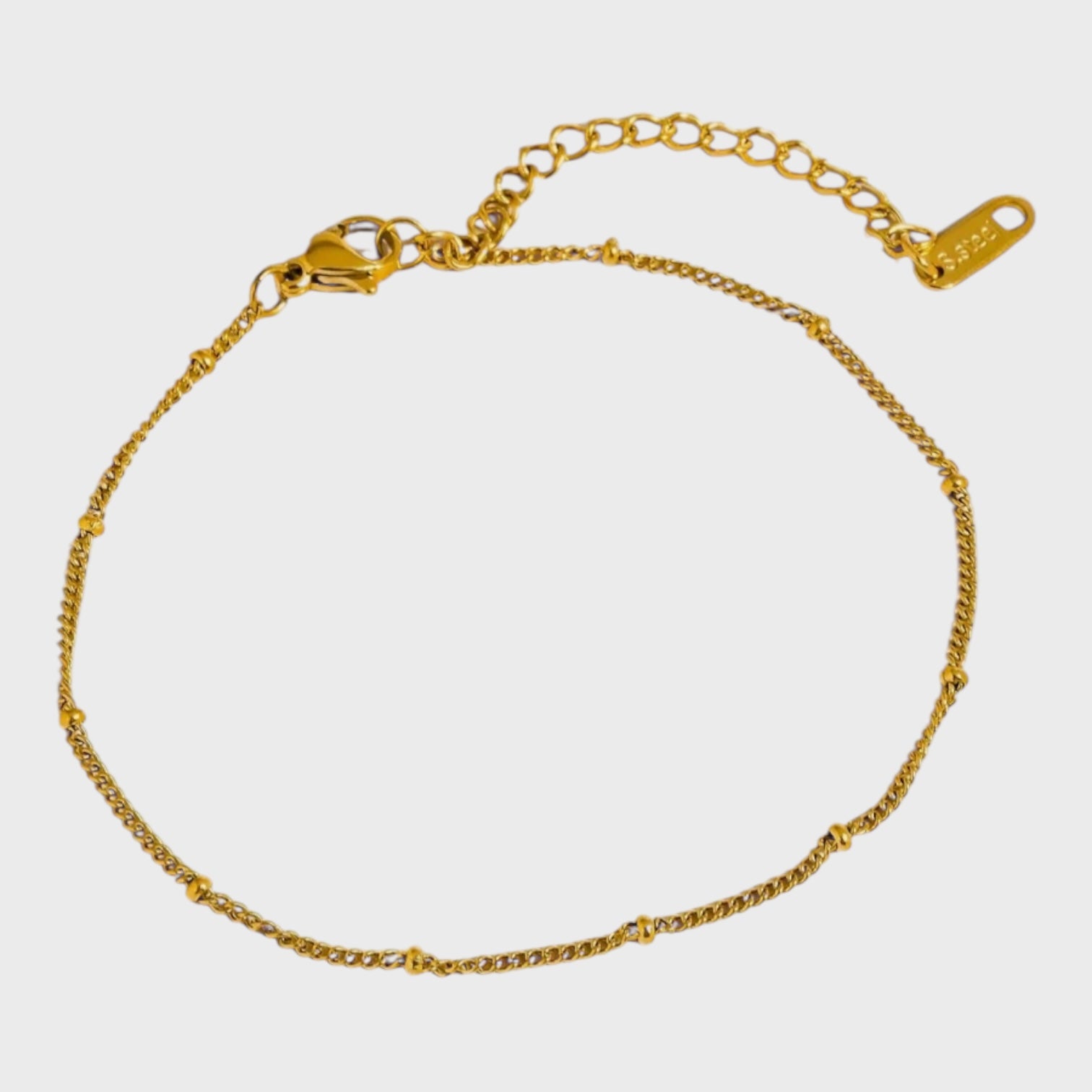 Vivi 18K Gold Non-Tarnish Classic Beaded Chain Anklets | Yellow Gold