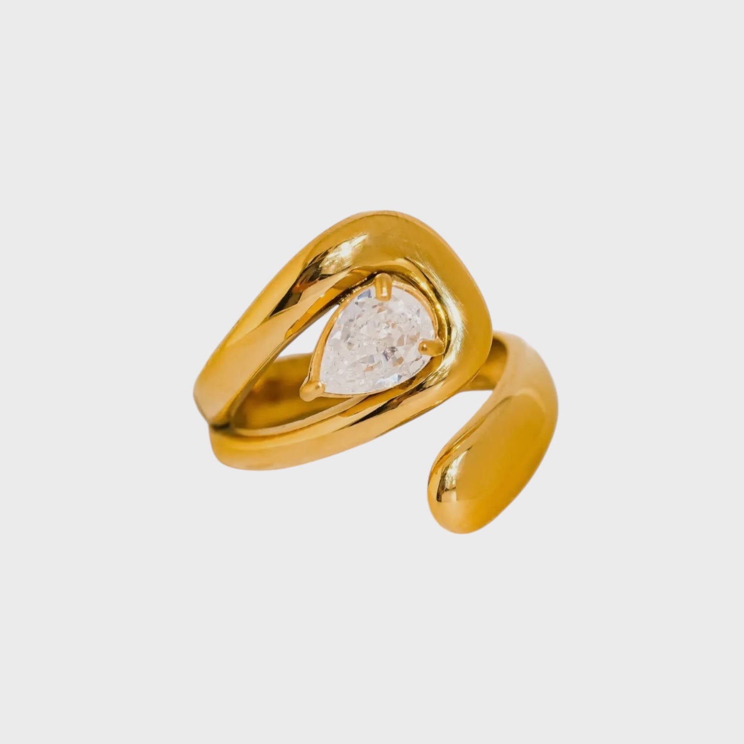 Ronnie 18K Gold Non-Tarnish Wrap CZ Ring | Yellow Gold