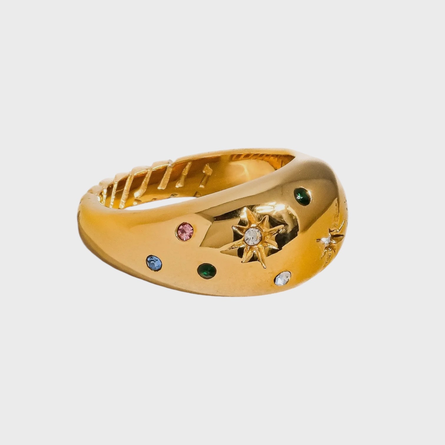 Angela 18K Gold Non-Tarnish Star Dome Ring | Yellow Gold
