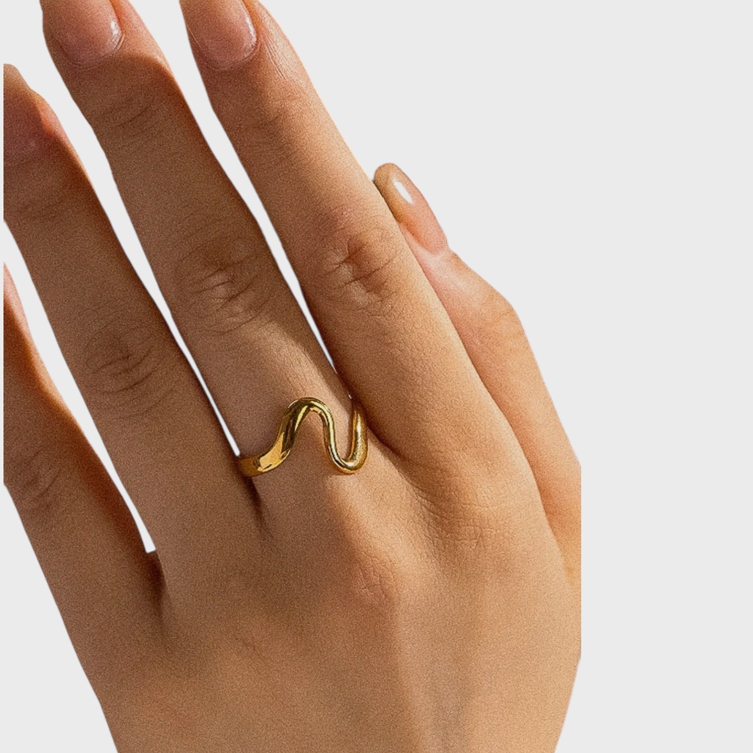 Arther 18K Gold Non-Tarnish Abstract Thin Ring | Yellow Gold