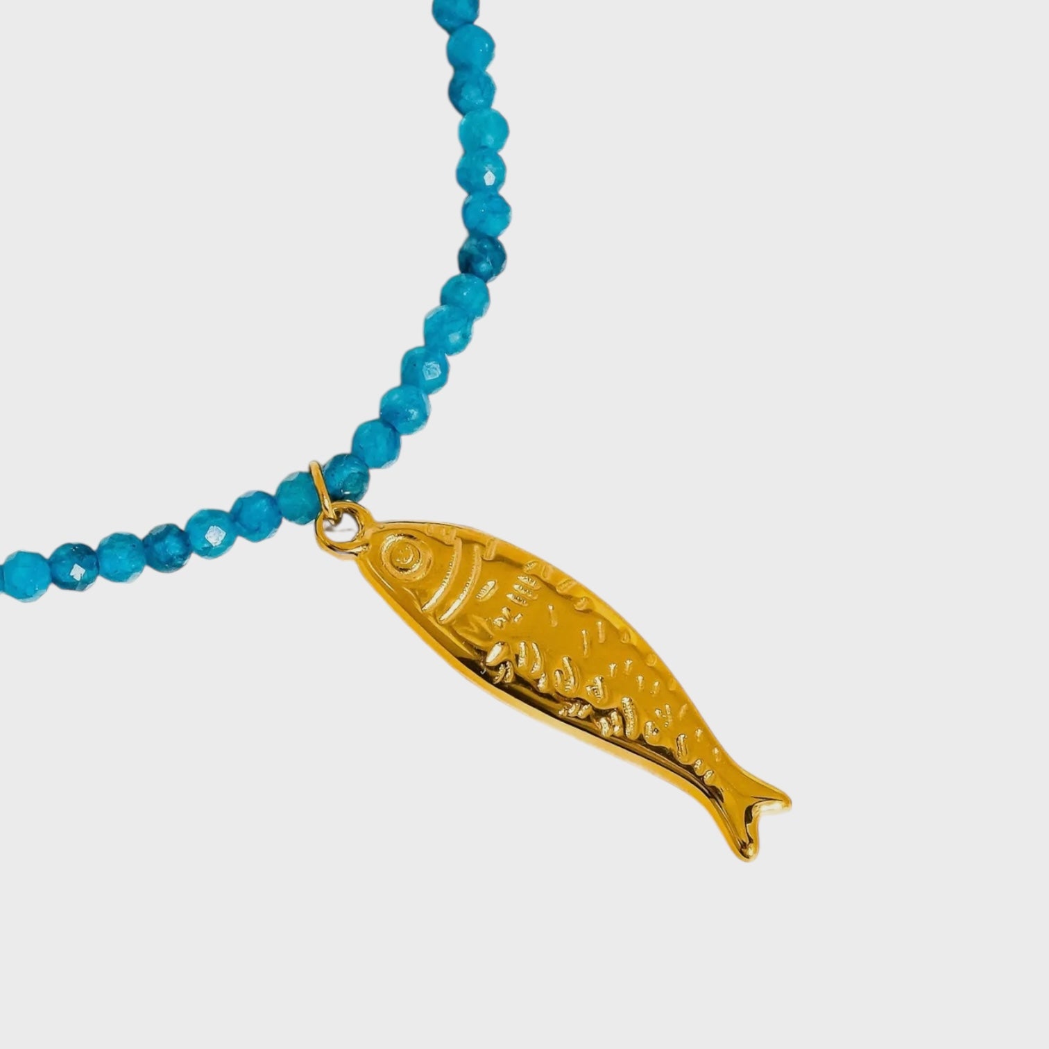 Sasha 18K Gold Non-Tarnish Fish Beaded Necklace | Blue