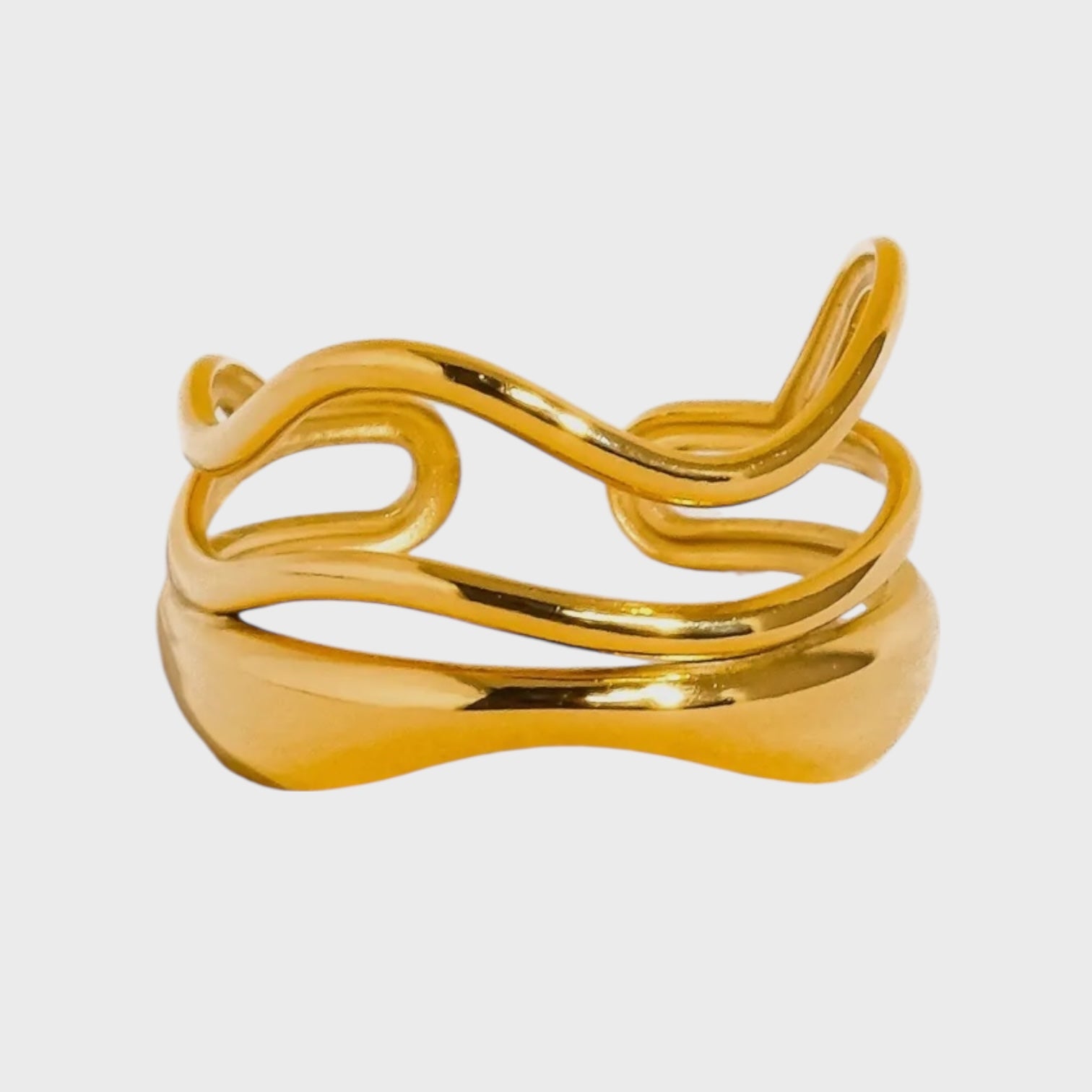 Ozzy 18K Gold Non-Tarnish Abstract Ring | Yellow Gold