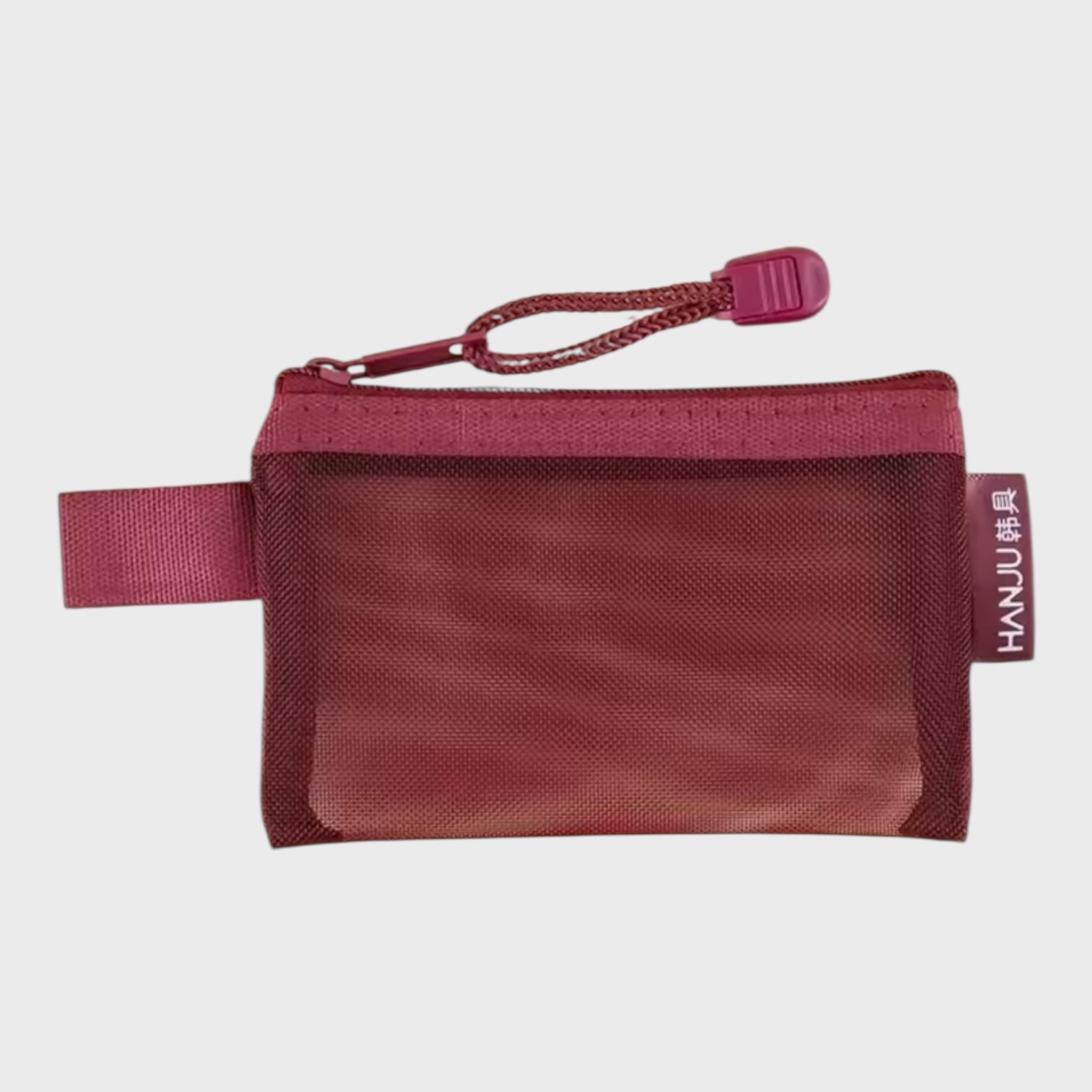 Burgundy Retro Mesh Zipper Pouch | Coin Purse & Card Holder