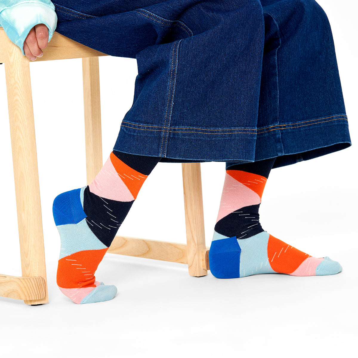Jumbo Argyle Sock (6300) | Orange Balck Pink