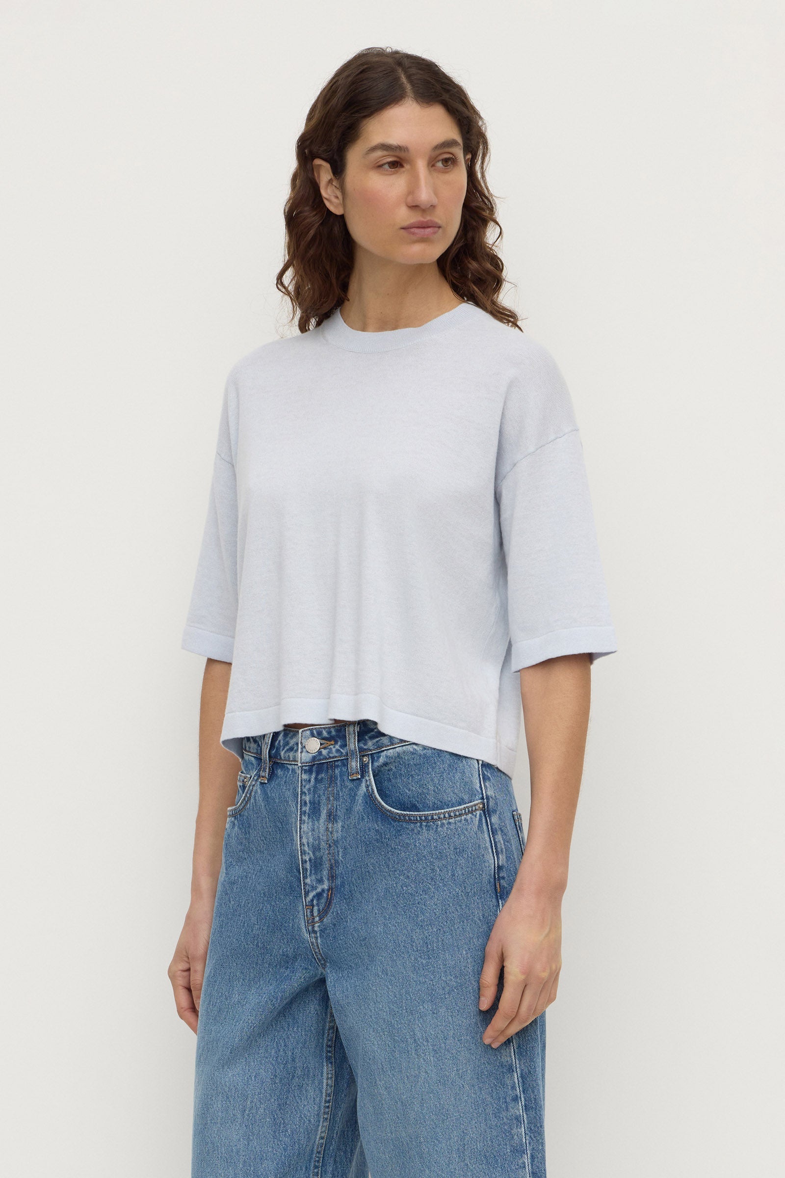 Assembly Label Kensy Cotton Cashmere Tee in Powder Blue
