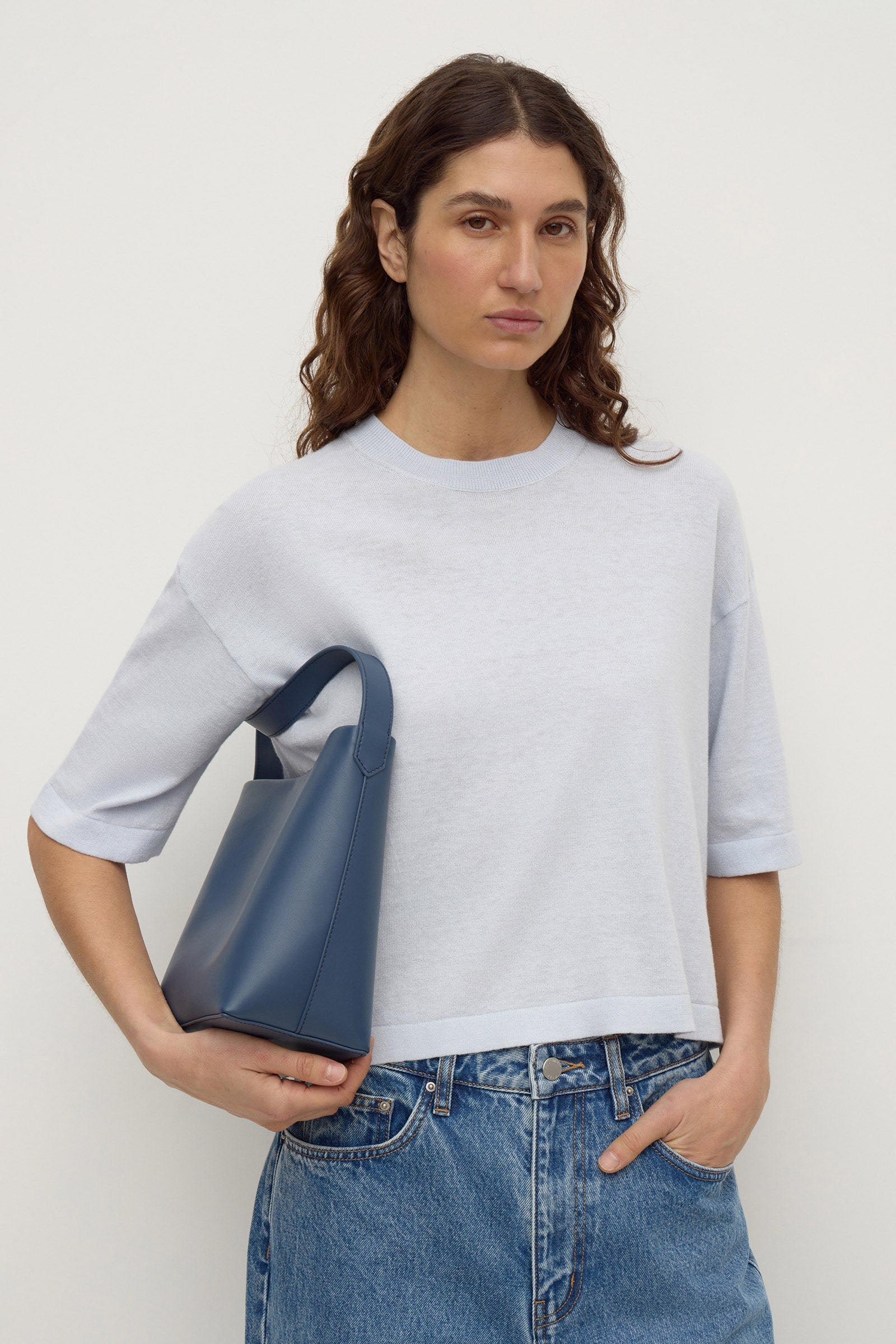 Assembly Label Kensy Cotton Cashmere Tee in Powder Blue