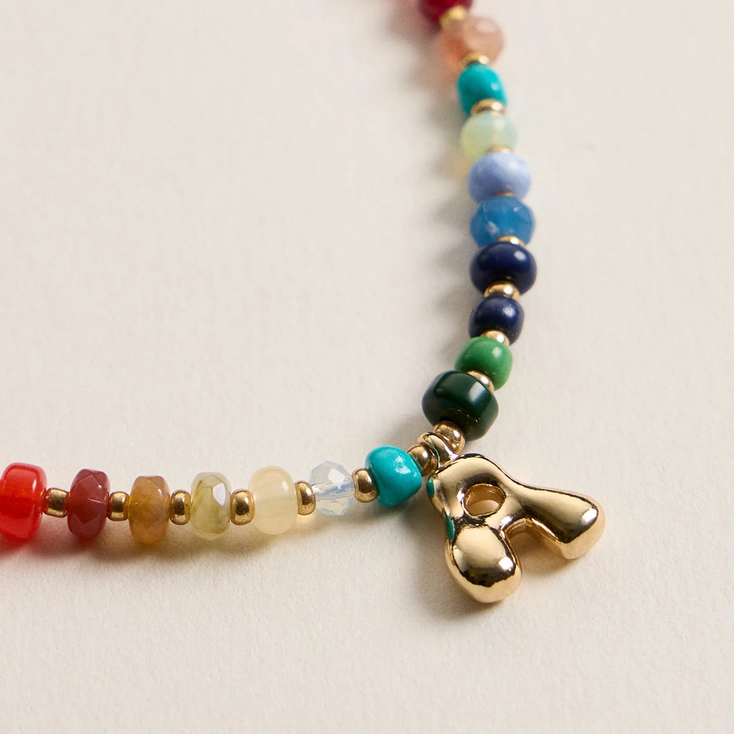 Beaded Necklace |  Gold Letter Charm