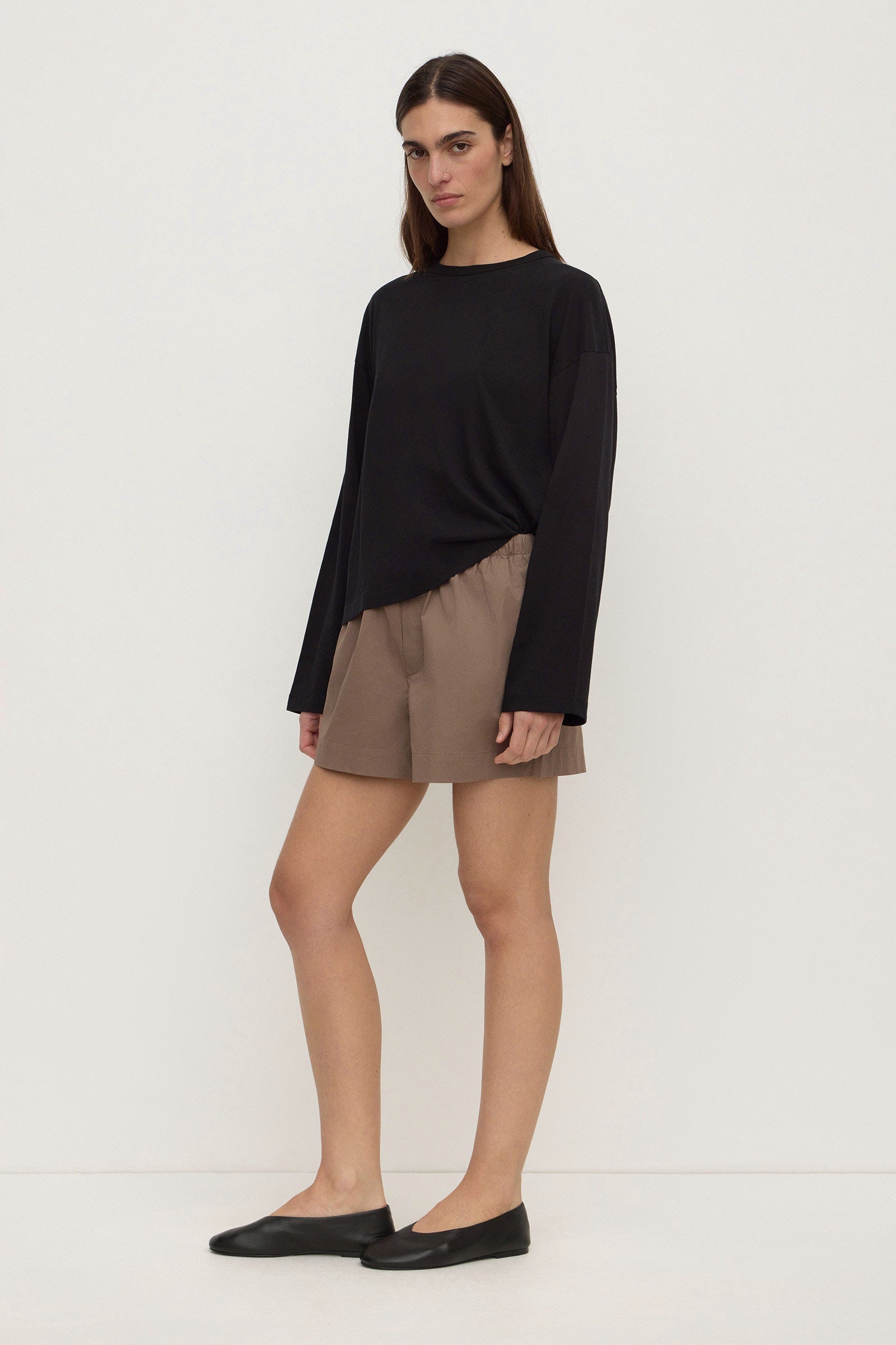 Assembly Label Micha Poplin Short in Dark Sand