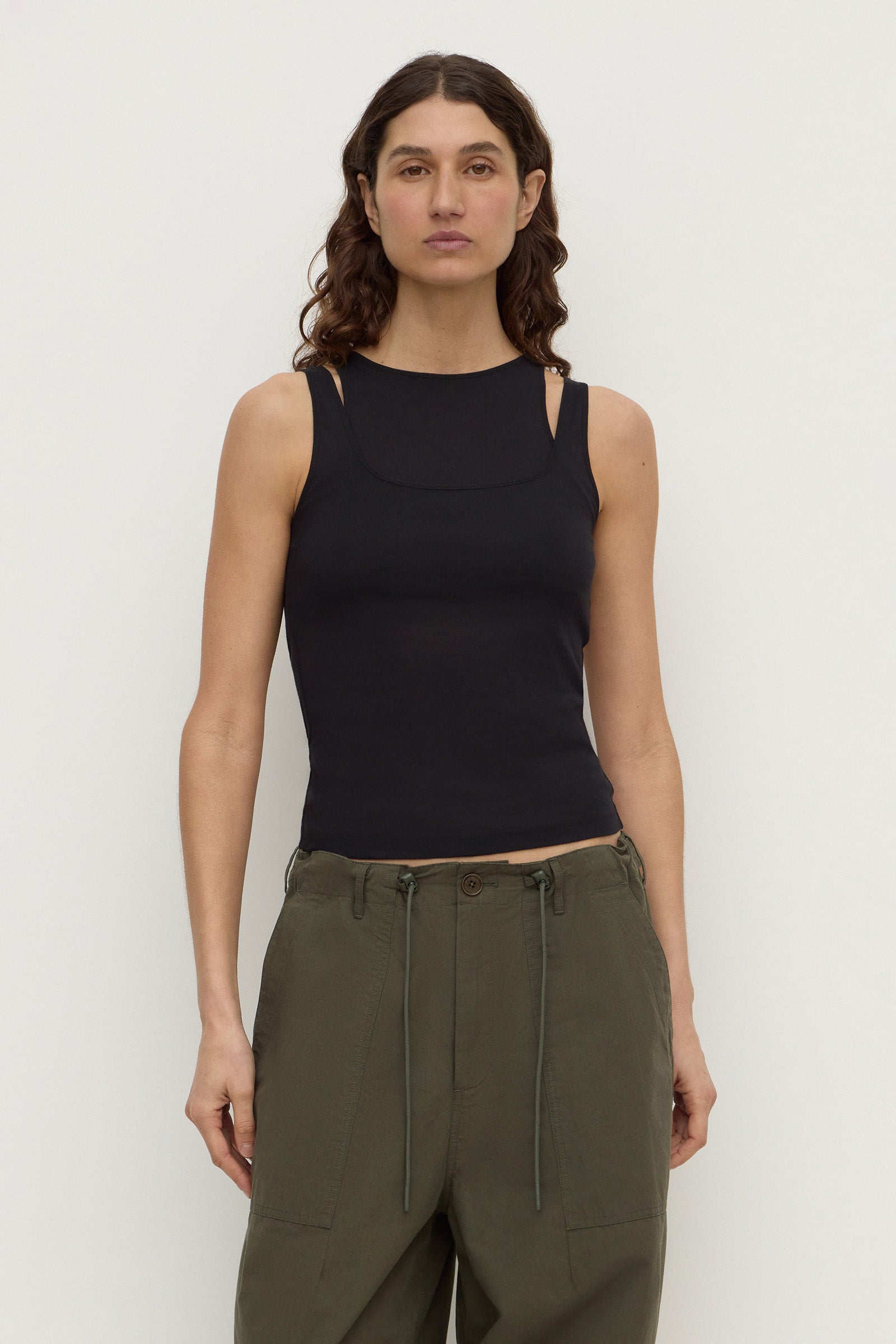 Assembly Label Mika Jersey Layered Tank in Black