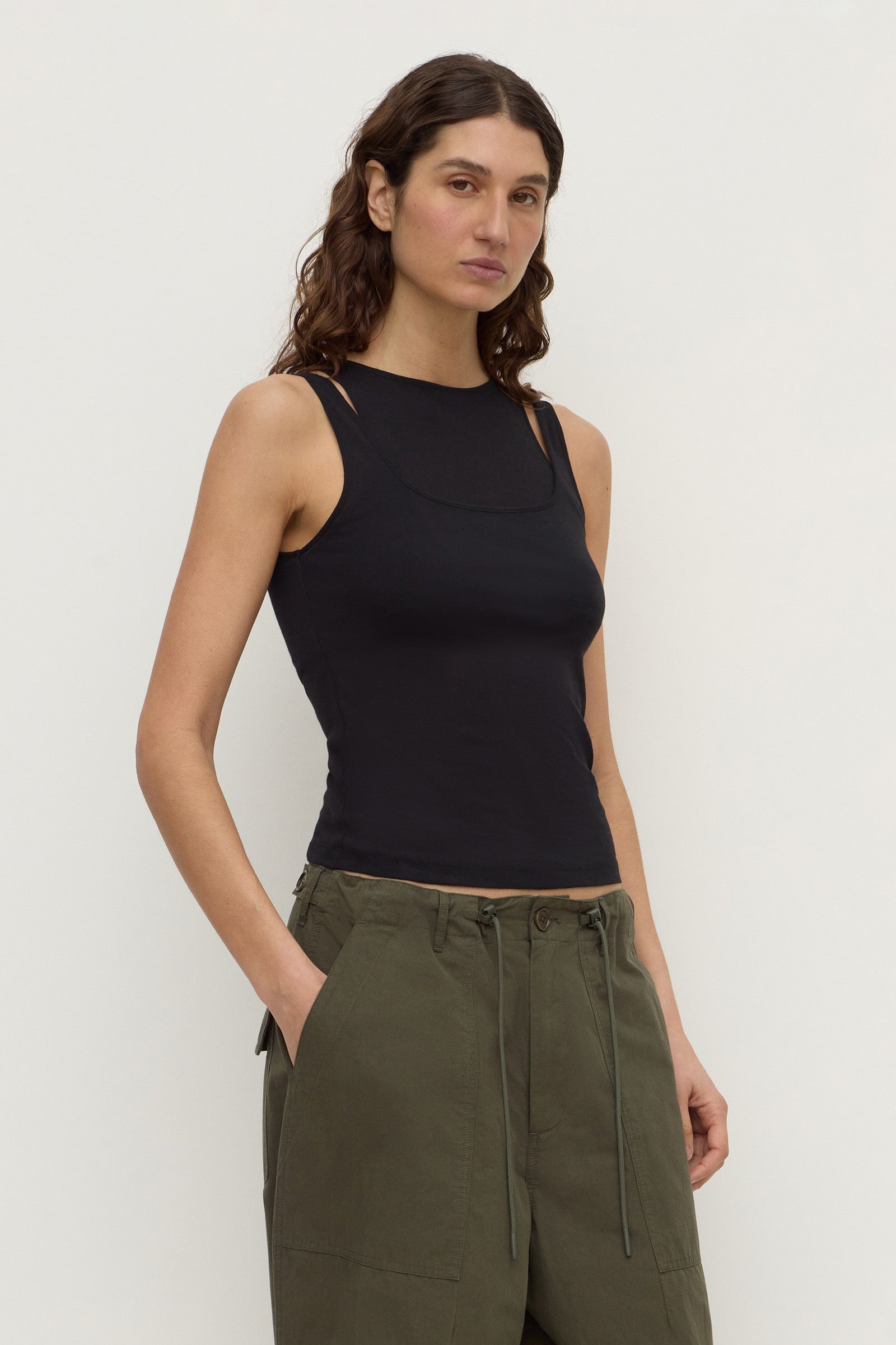Assembly Label Mika Jersey Layered Tank in Black