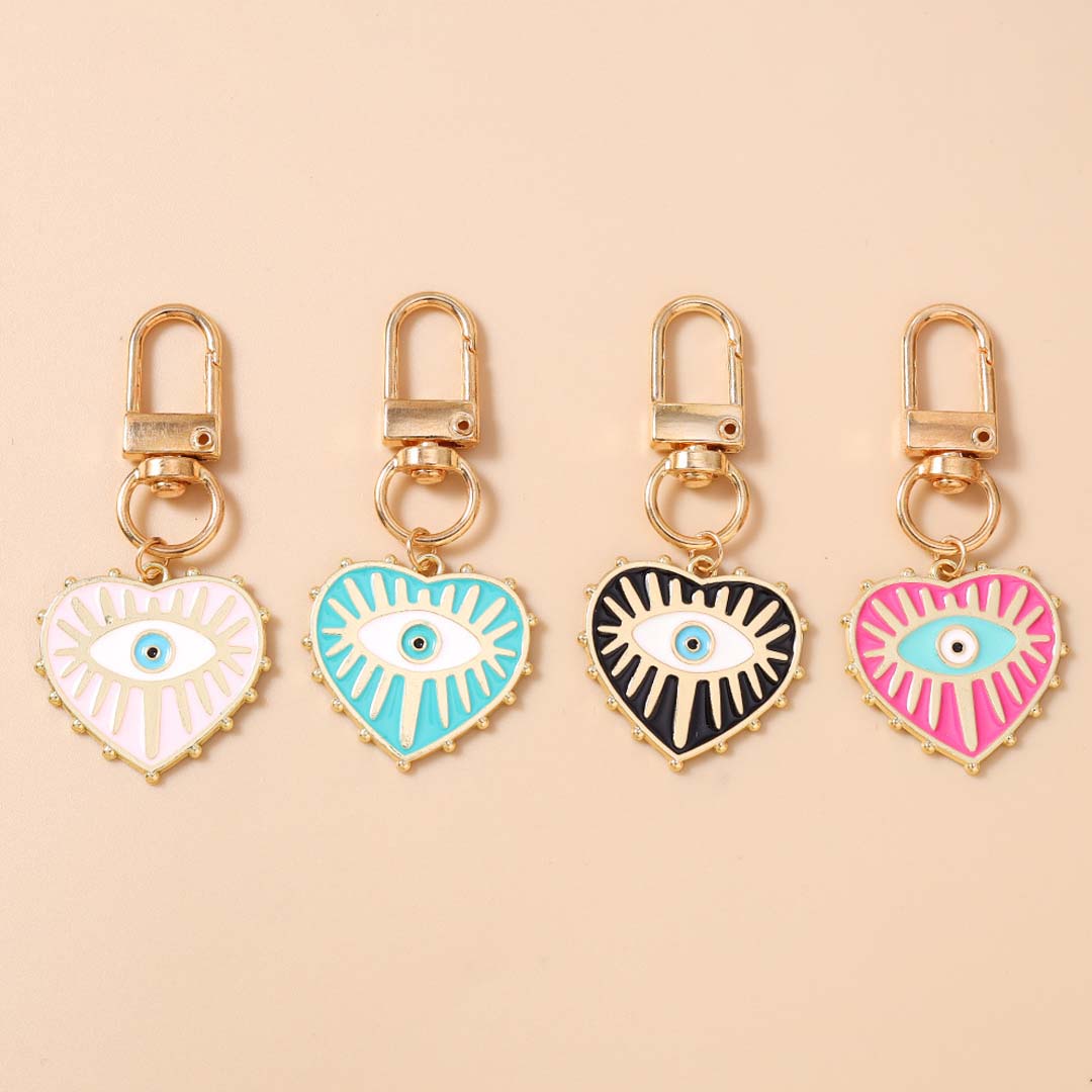 Evil Eye Heart Keychain | Emerald Green