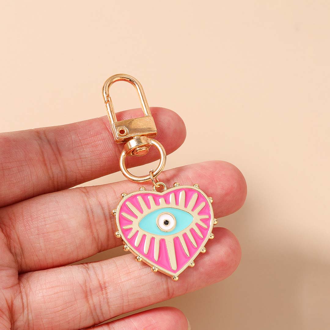 Evil Eye Heart Keychain | Soft Blush