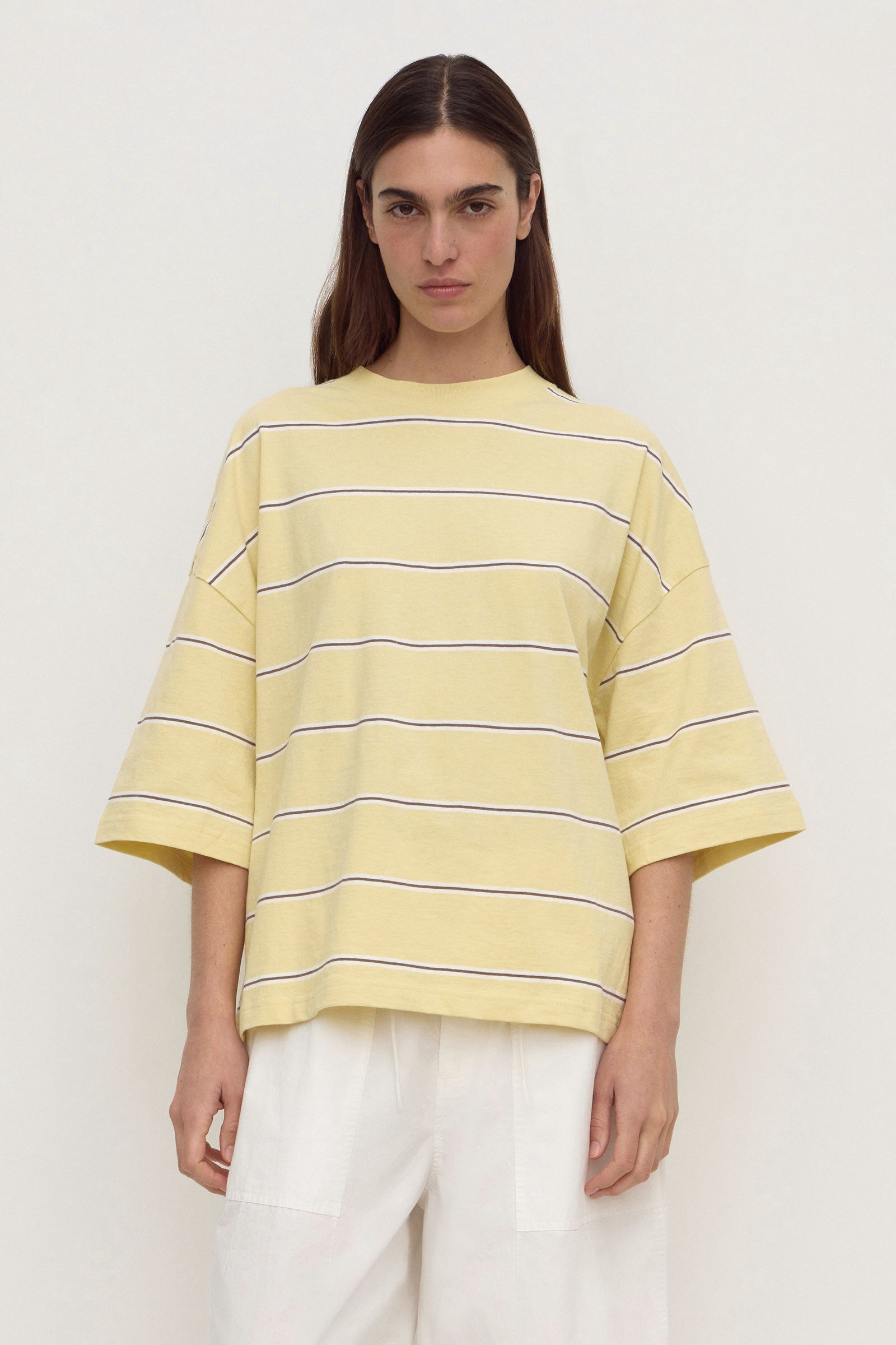 Assembly Label Nora Cotton Stripe Oversized Tee in Rind Stripe