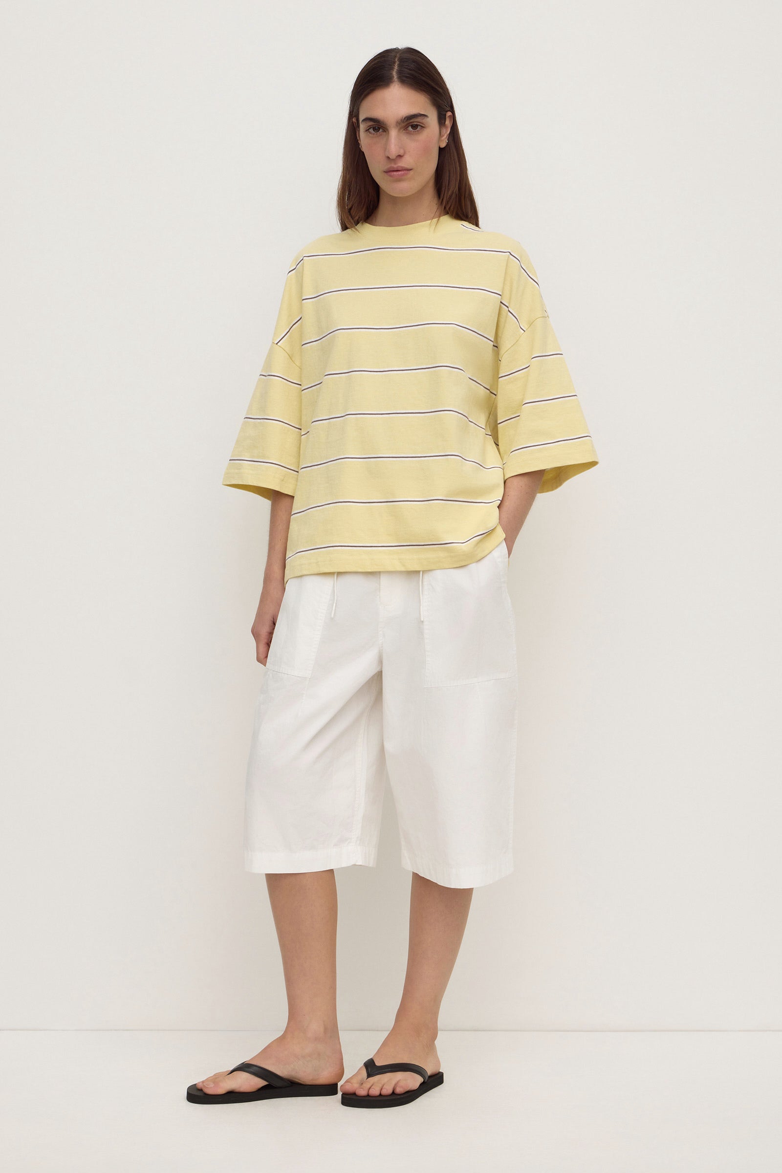 Assembly Label Nora Cotton Stripe Oversized Tee in Rind Stripe
